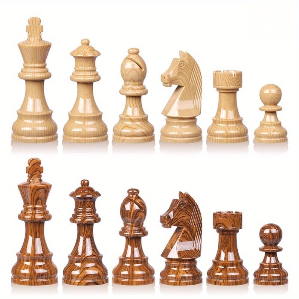 20″ Extra Large Folding Chess Set – Walnut Wood Board & Weighted PVC Pieces –
