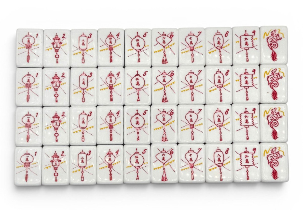 American Mahjong Tile Set 160 Tiles Jade Garden Chinoiserie Bag Gift Box Dice