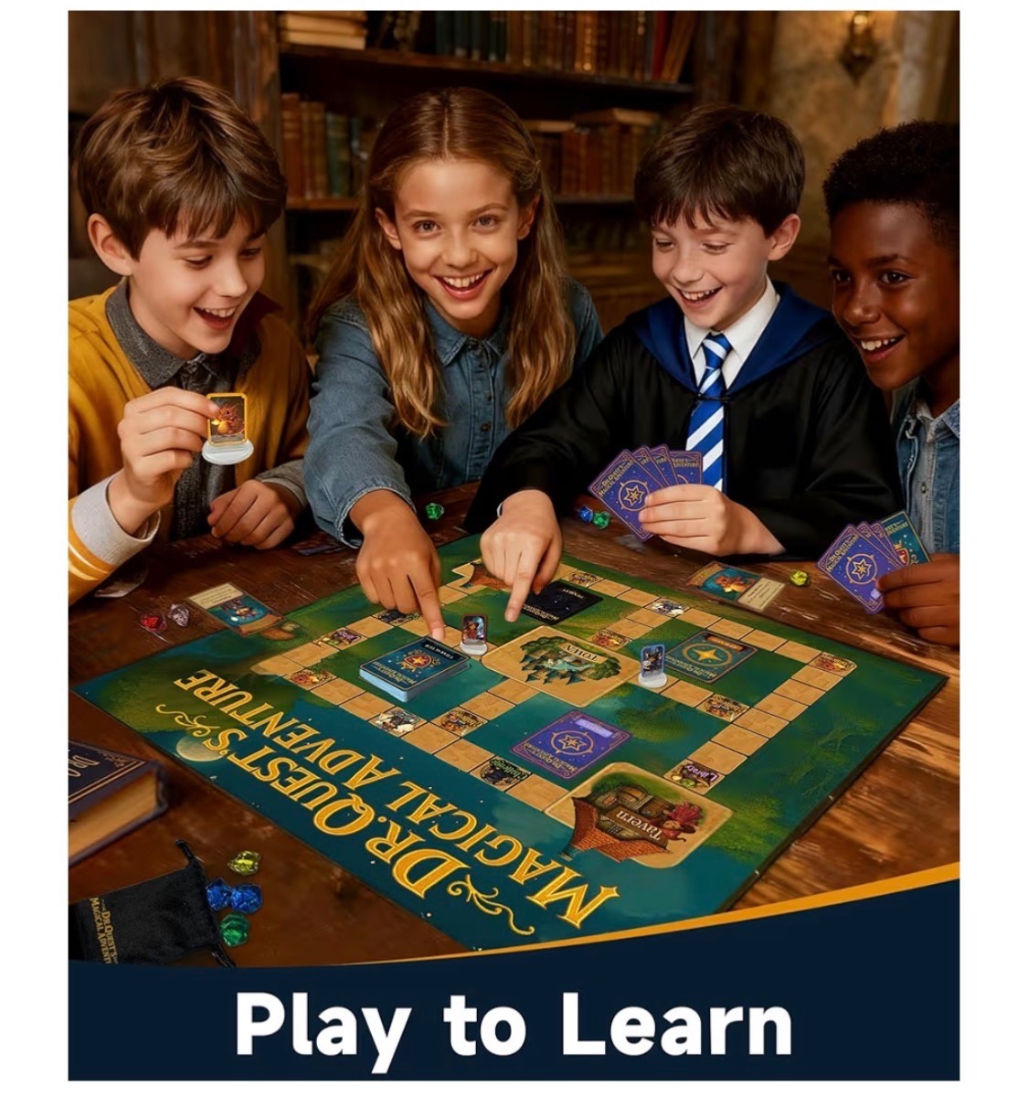 Magical Adventure–Educational Board Game for Kids 8-12 Learn Spelling, Grammar