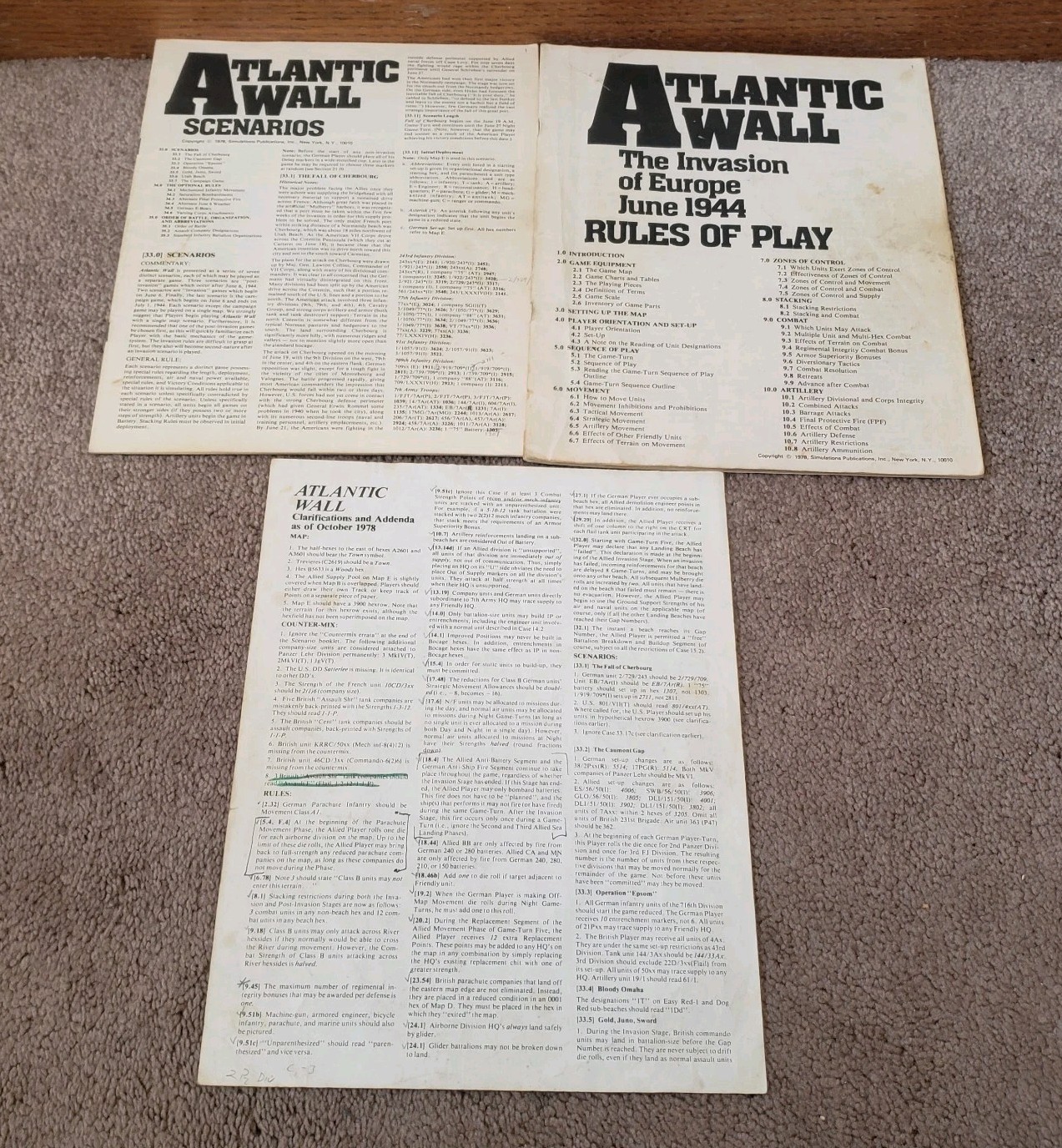 Atlantic Wall SPI Game, 1978, Punched