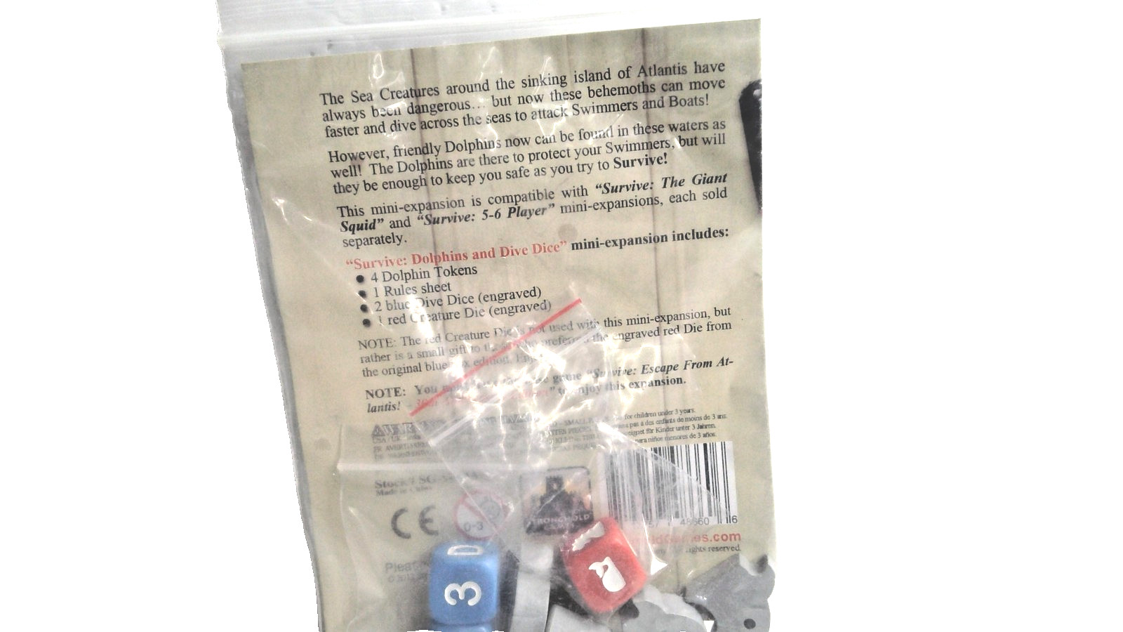 Survive Escape From Atlantis Dolphins Dive Dice Mini Expansion Stronghold Games