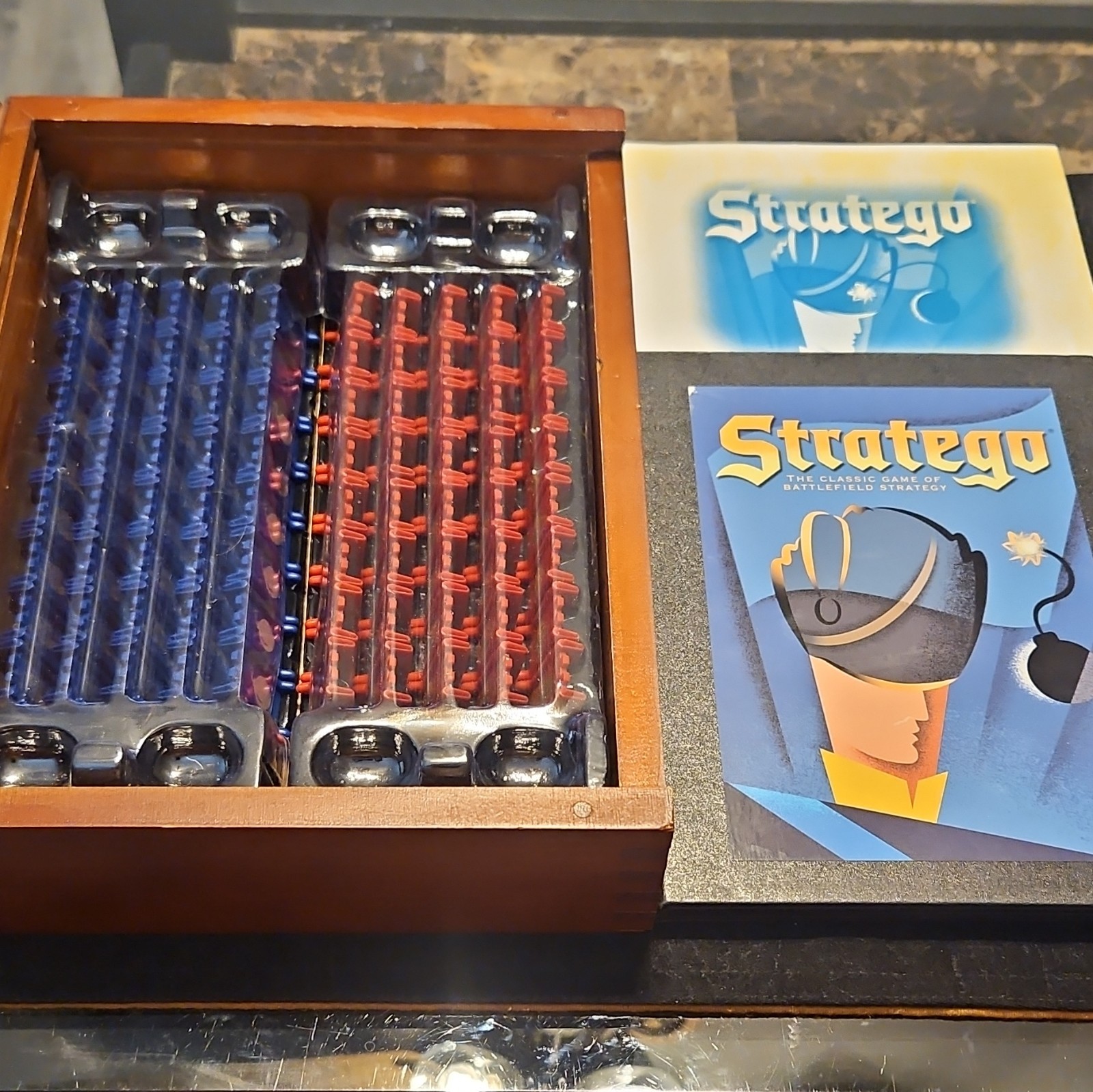 Milton Bradley Stratego Board Game Vintage Collection Wooden Box w/ Trays