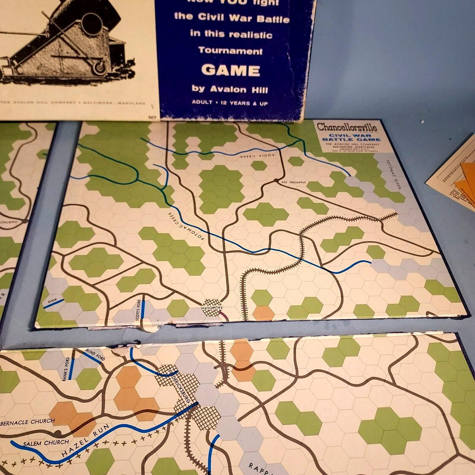 CHANCELLORSVILLE Civil War Battle Game Avalon Hill 1961 Excellent