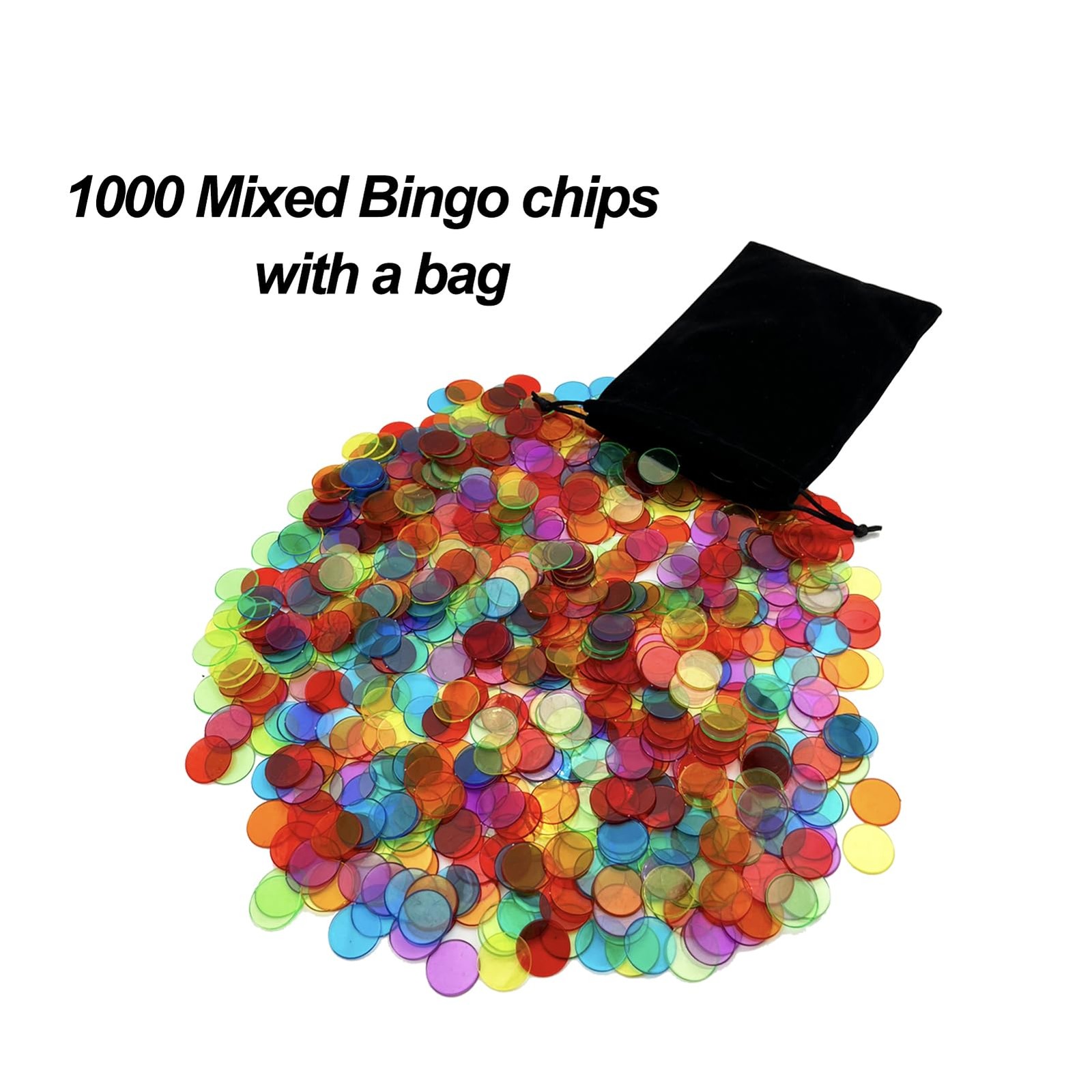 JUNWRROW 1000 Pieces 3/4 inch Transparent 6 Color 8.66 x 7.08 x 0.39 inches