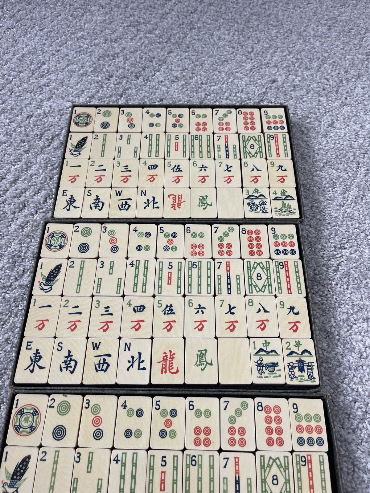Antique 1920s Parker Brothers Mah-Jongg Bone And Bamboo Set Scoring Sticks Dice