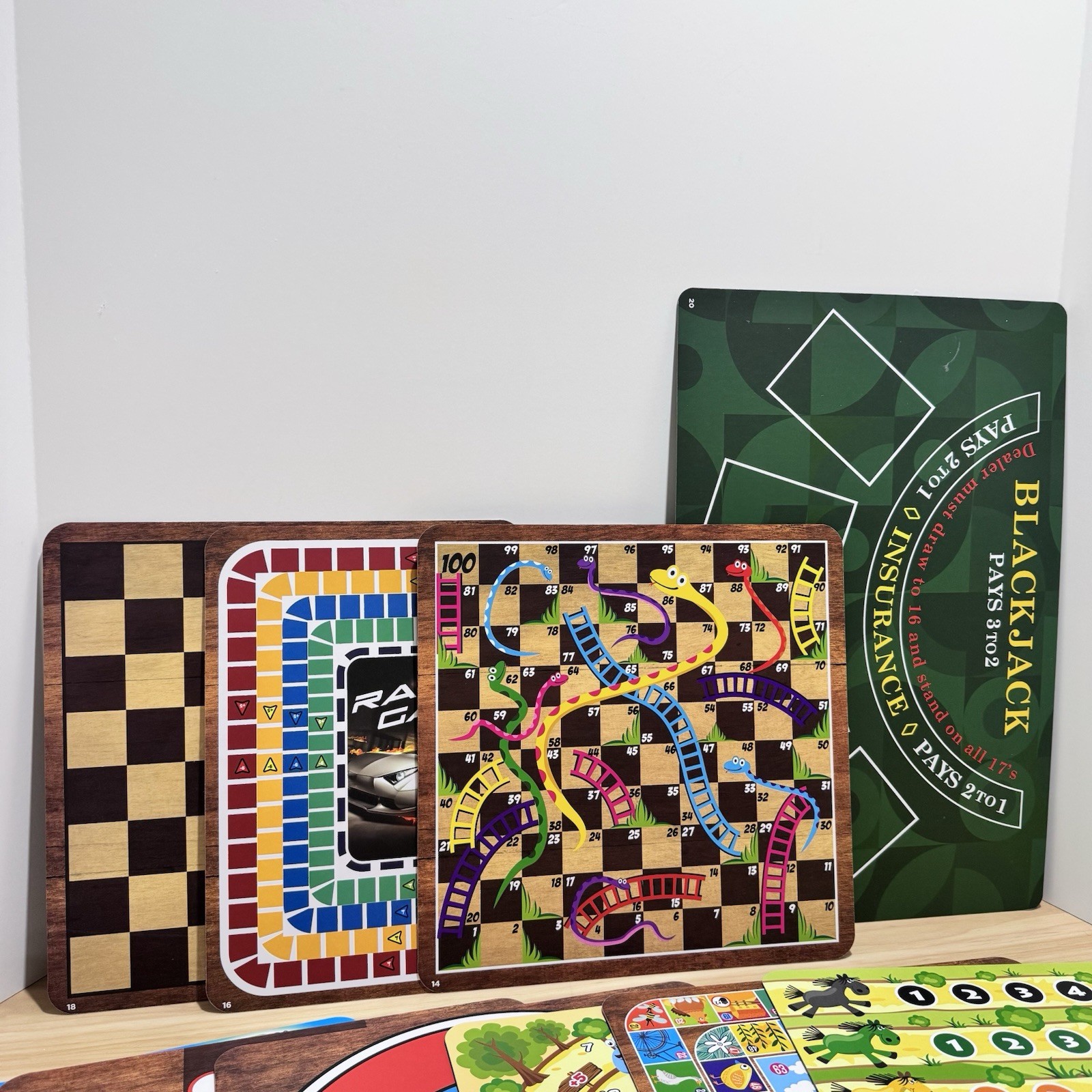 Classic Games 365 Game Set Board Games, Cards Dice, Double Sided Boards Open Box