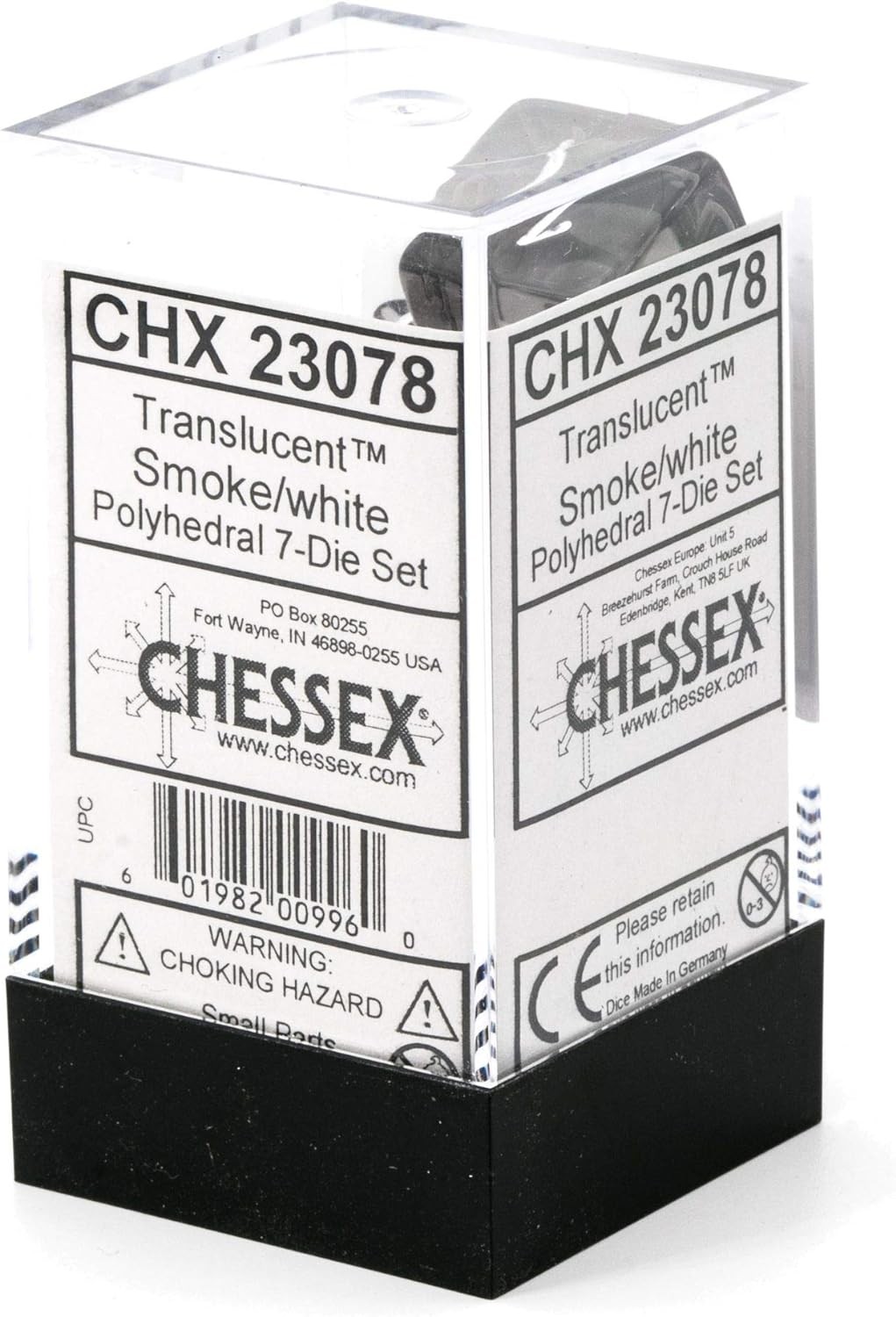 Chessex D&D Dice Set Translucent Smoke White Rpg RPG RPG Box, Multi-Colour