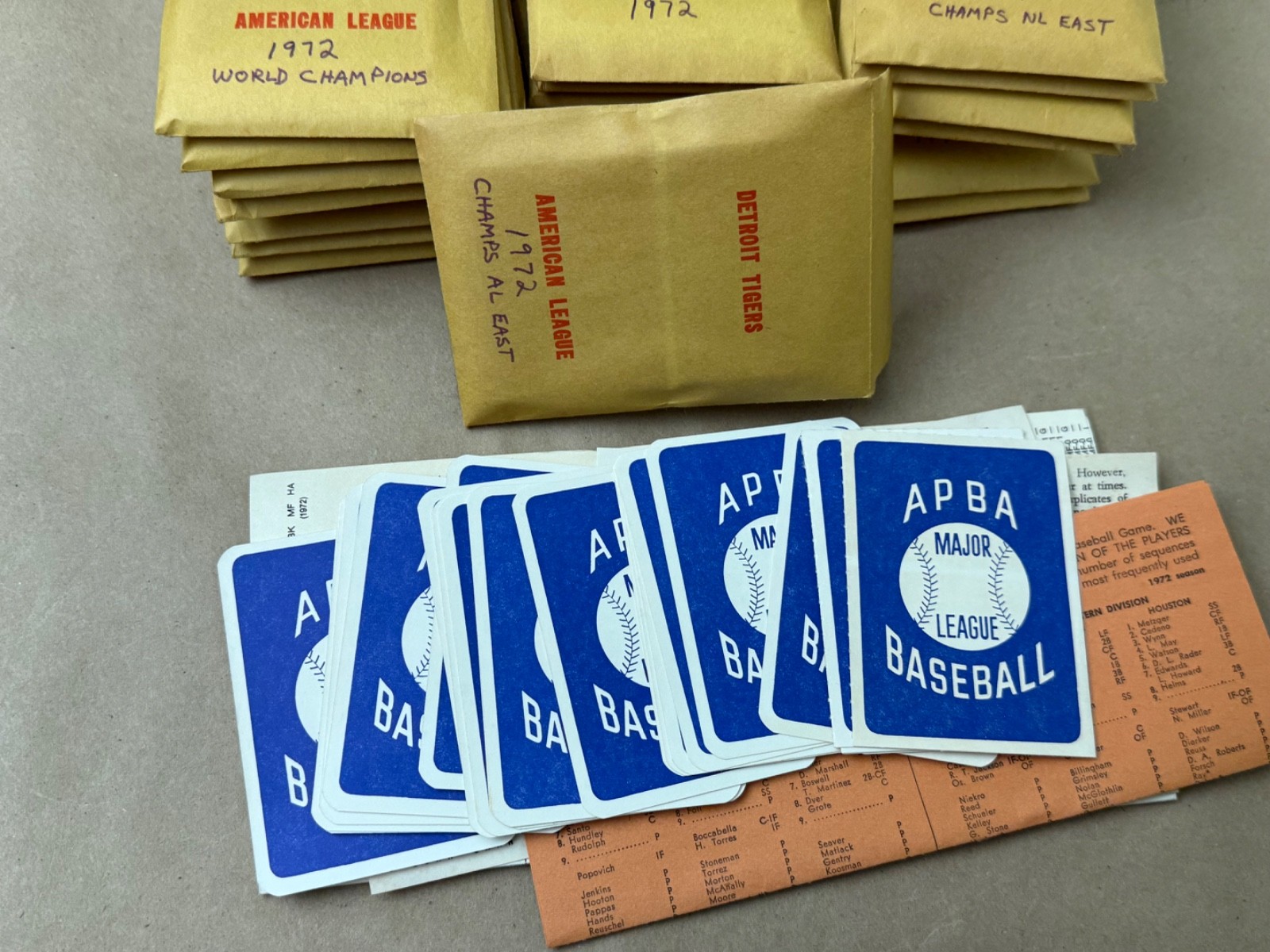 Vintage APBA Baseball Game Cards – Complete 1972 Baseball Season – Extra players