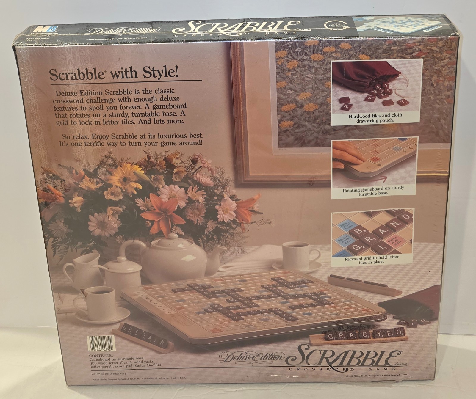 Scrabble Crossword Game Deluxe Edition Turntable 4034 1989 Milton Bradley Sealed