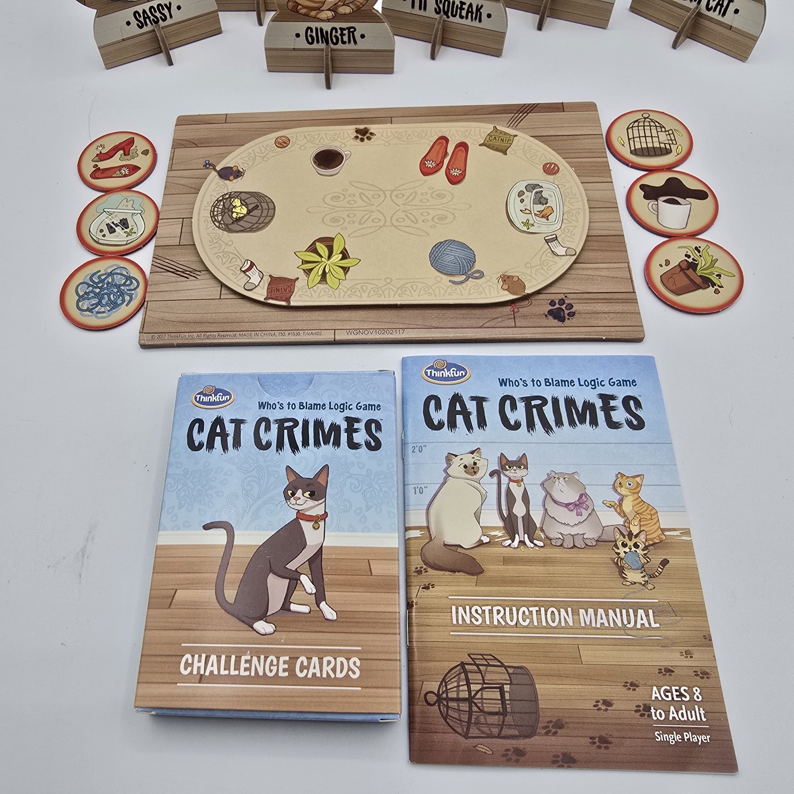 Cat Crimes Who’s to Blame Logic Game Thinkfun Problem Solving Challenges Mystery