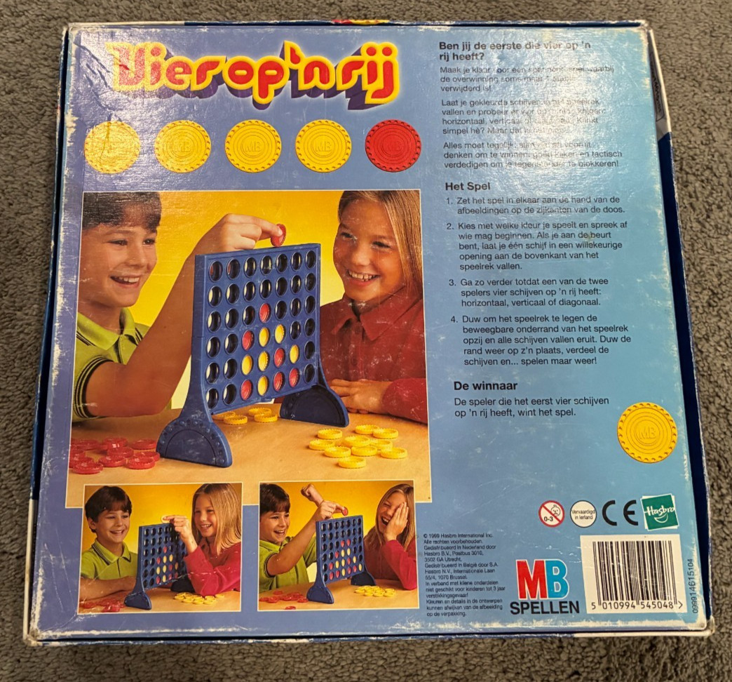 MB Spellen Vier Op’n Rij – Dutch Connect Four Milton Bradley – 100% COMPLETE!