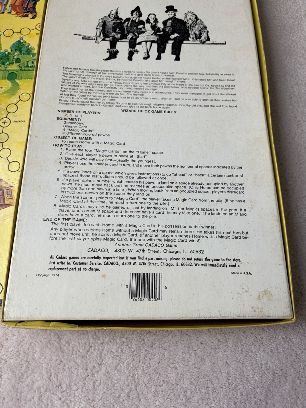 Vintage 1974 Cadaco Wizard of Oz Board Game No 406 Complete MGM Movie Classic