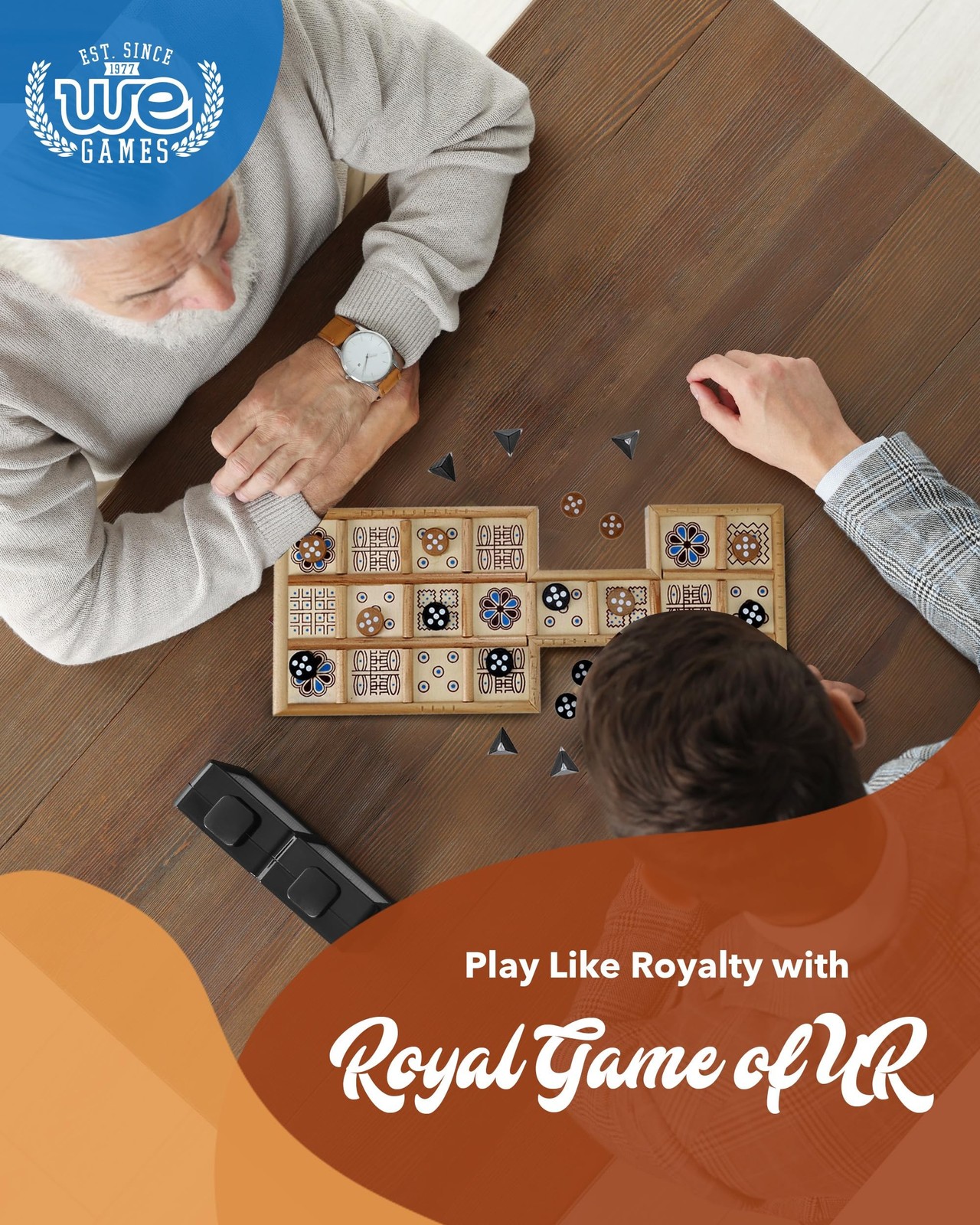 WE Games Royal Game of UR with Storage Drawers, Solid Wood and Beautifully De…