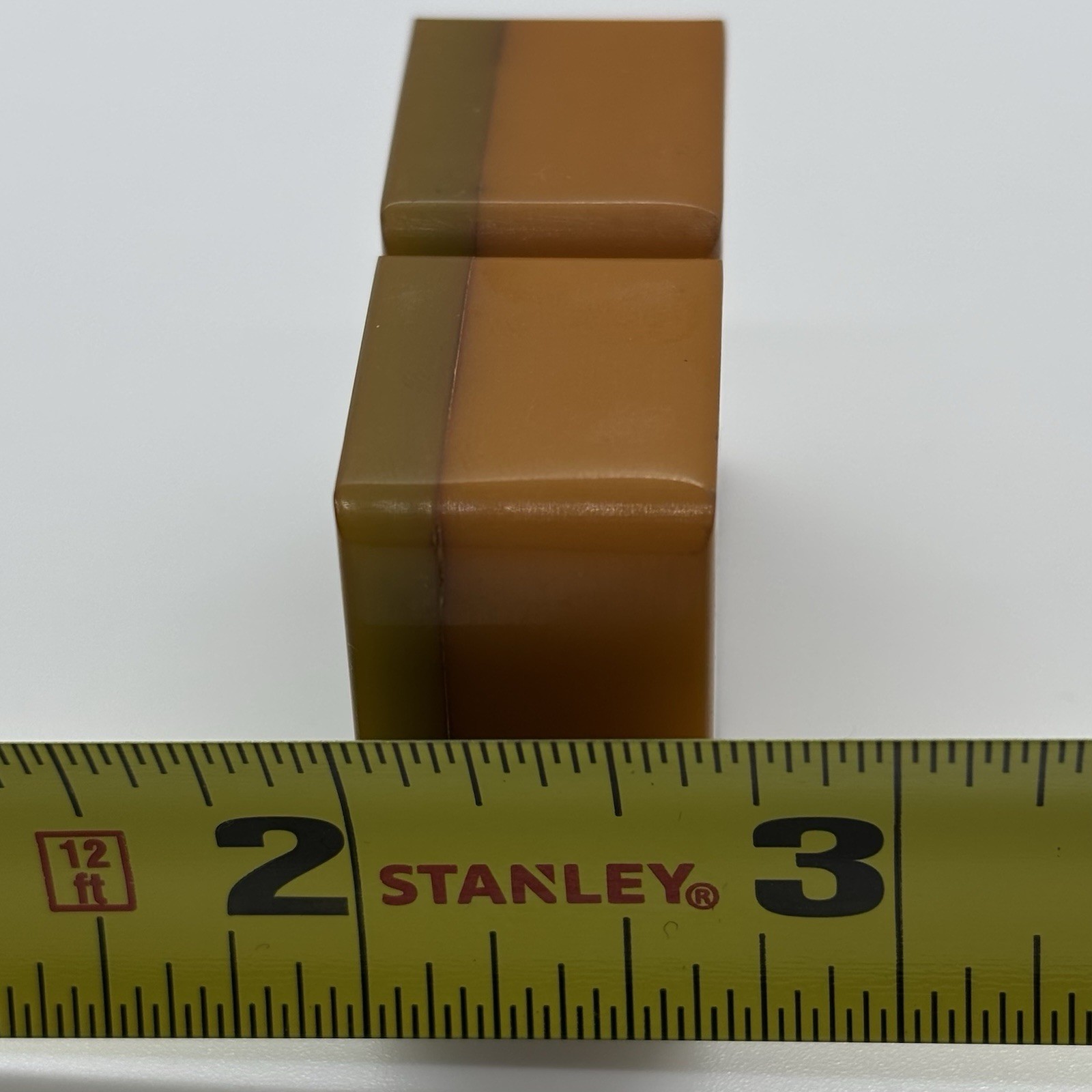 2 Bakelite MahJong Tile Pieces 2 and 3 Two Tone Stacked Butterscotch “Craks”