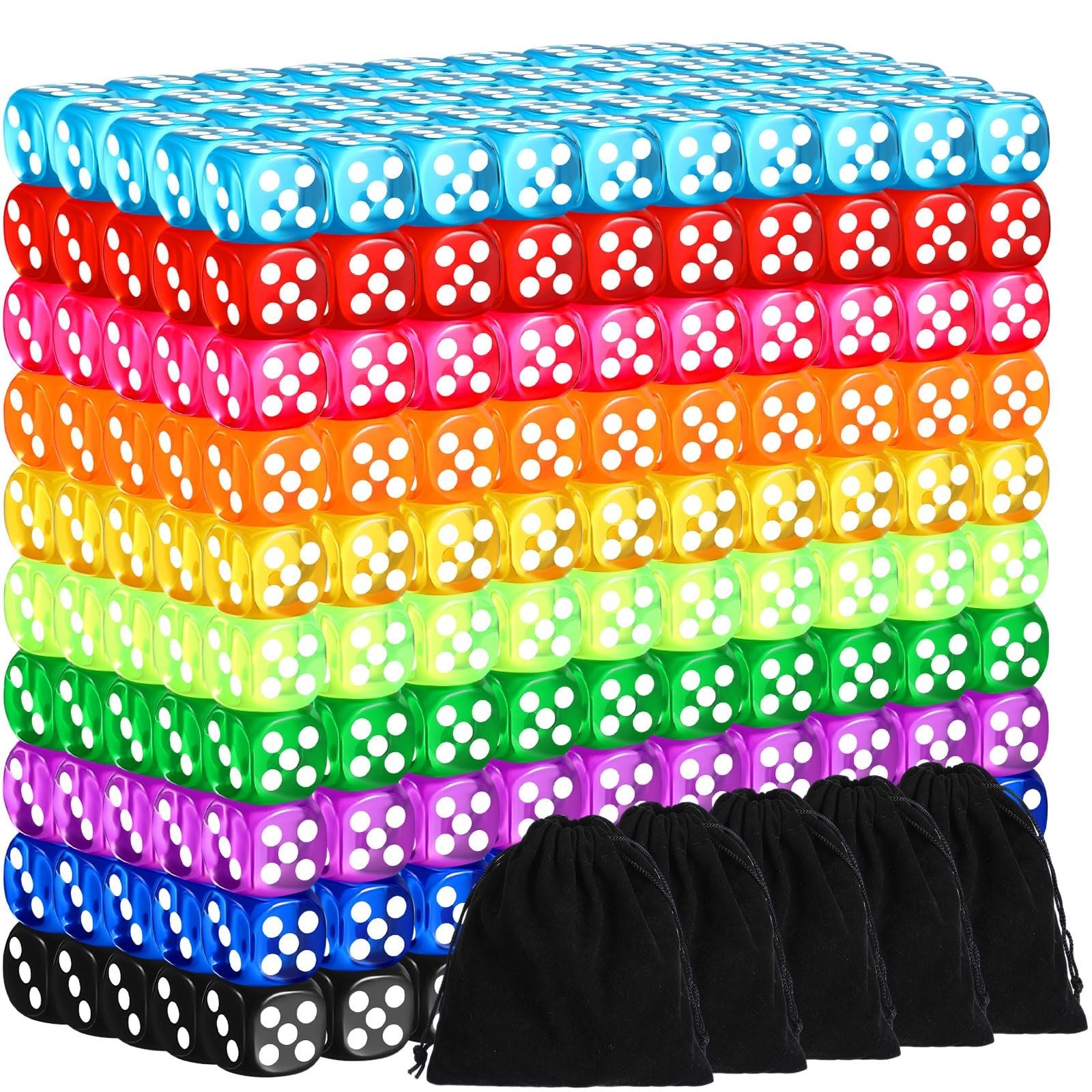 Simgoing 500 Pcs Colored Dice Set 12 mm Polyhedral Dice Bulk 6 Sided Standard…