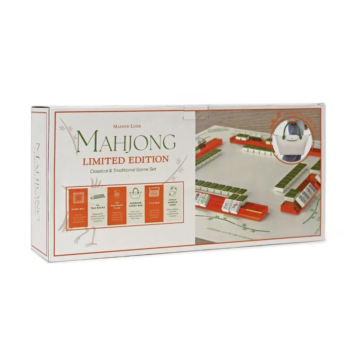 Maison Lude Mahjong Limited Edition 160 Tile Set Premium Mat, Leather Bag SEALED