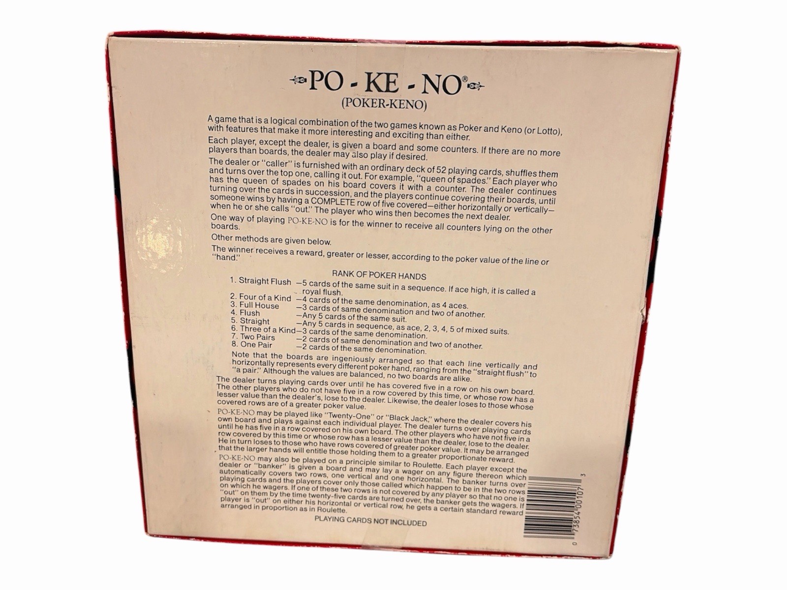 PO-KE-NO Poker Keno Game 12 Boards 200 Chips Complete Set
