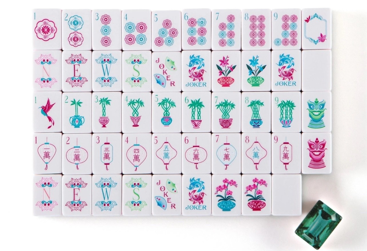 American Mahjong Tiles 160-Piece Acrylic 4-Layer Emerald Green + Storage bag