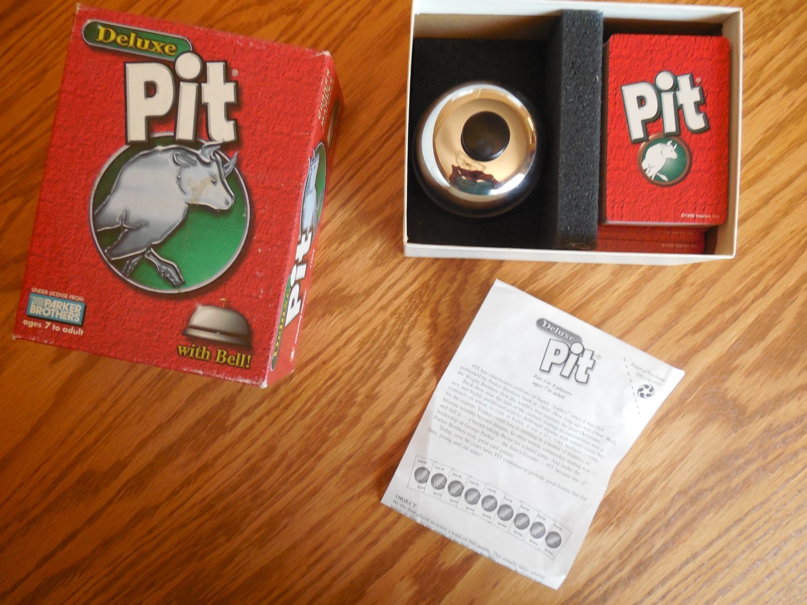 EUC 1998 Parker Brothers “Deluxe Pit” Card Game with Bell 3-8 Players Ages 7+