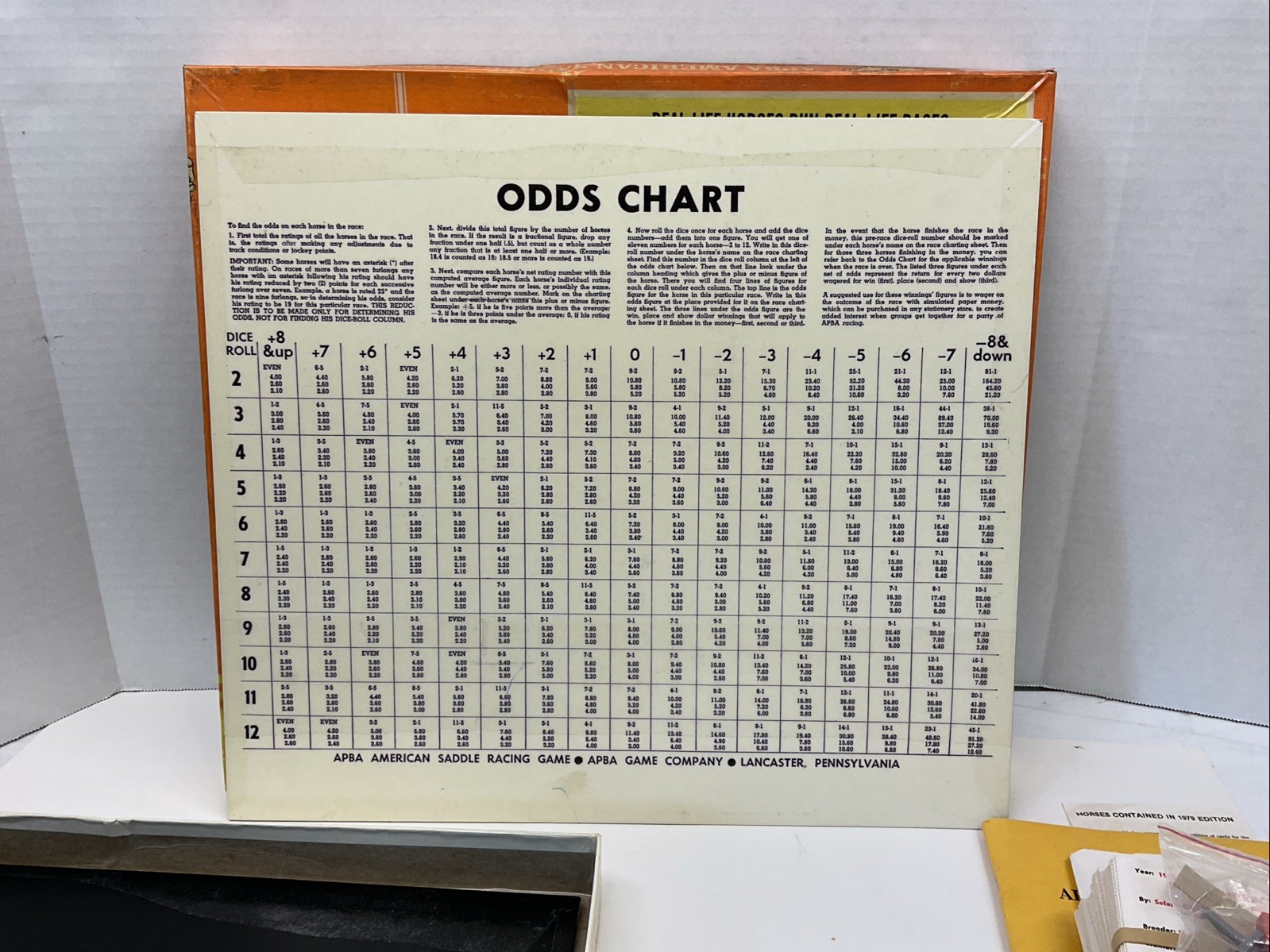 Vintage Apba American Saddle Horse Racing Board Game 1979 Complete