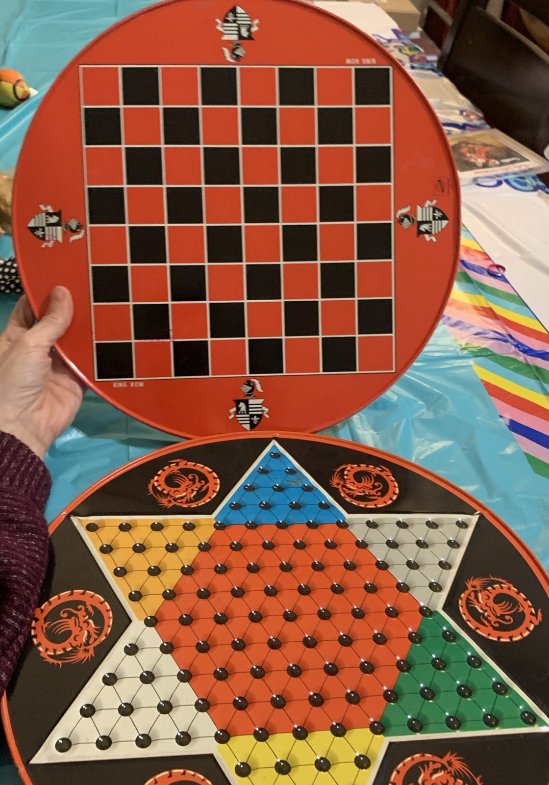 Vintage Ohio Art Chinese Checkers Board Tin 12.5” No game pieces