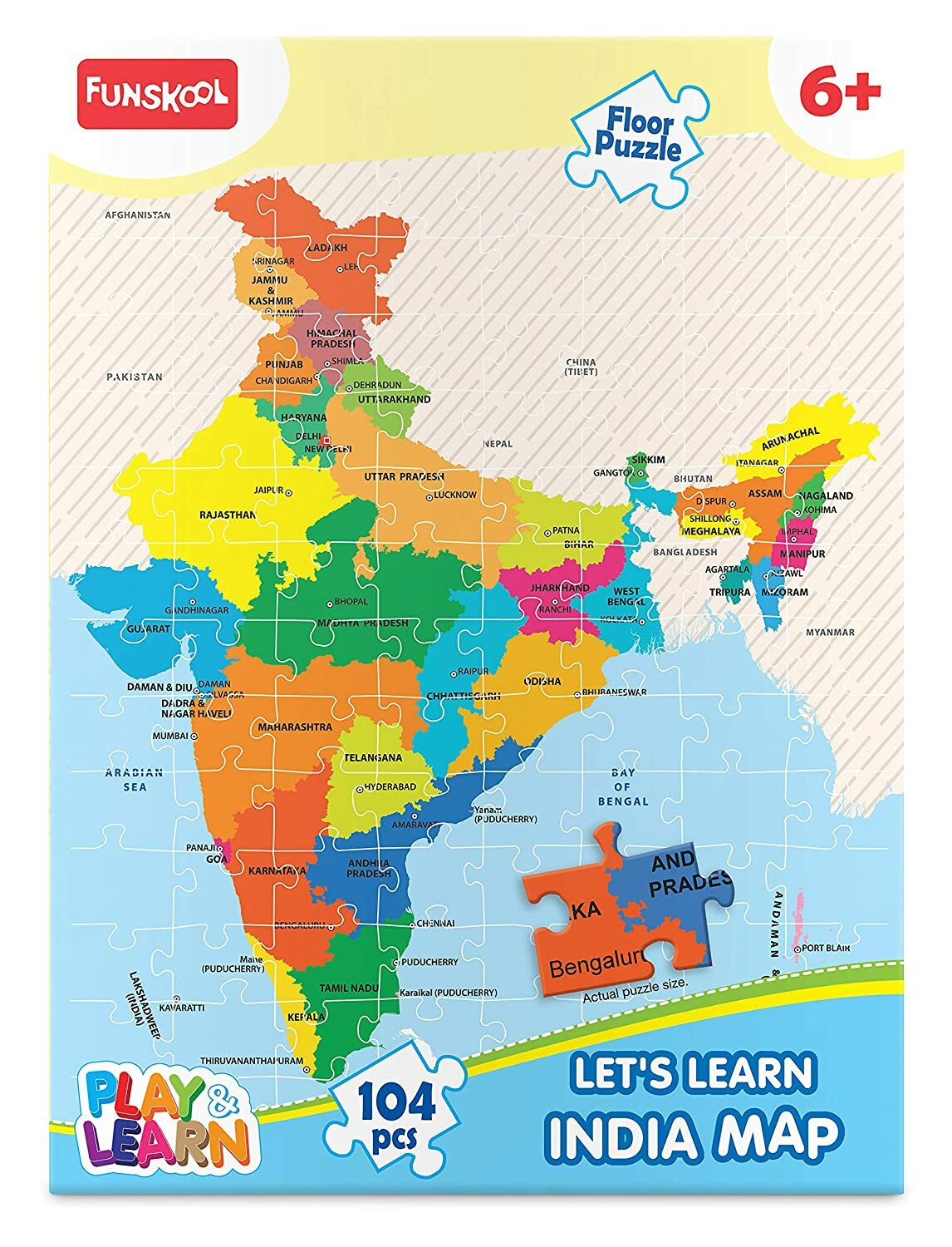 Funskool Play & Learn India Map Puzzle Game For Kids Age 6+ FREE SHIP