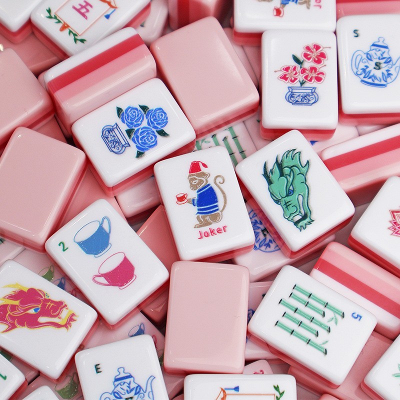 American mahjong tile set,Four layer acrylic,160 Tiles – Pink Monkey