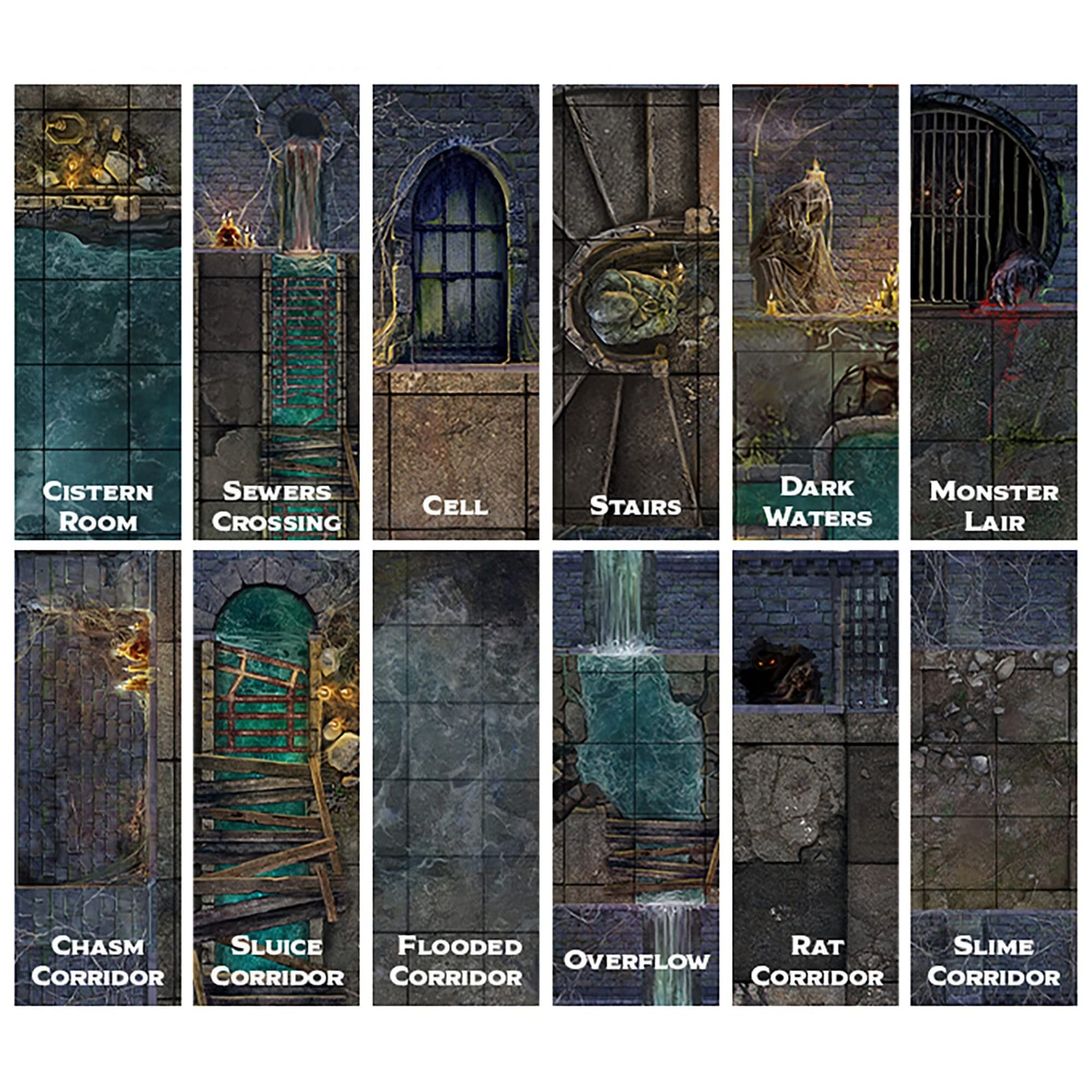 Gale Force Nine Tenfold Dungeon: Dungeons & Sewers – Modular One Size, Blue
