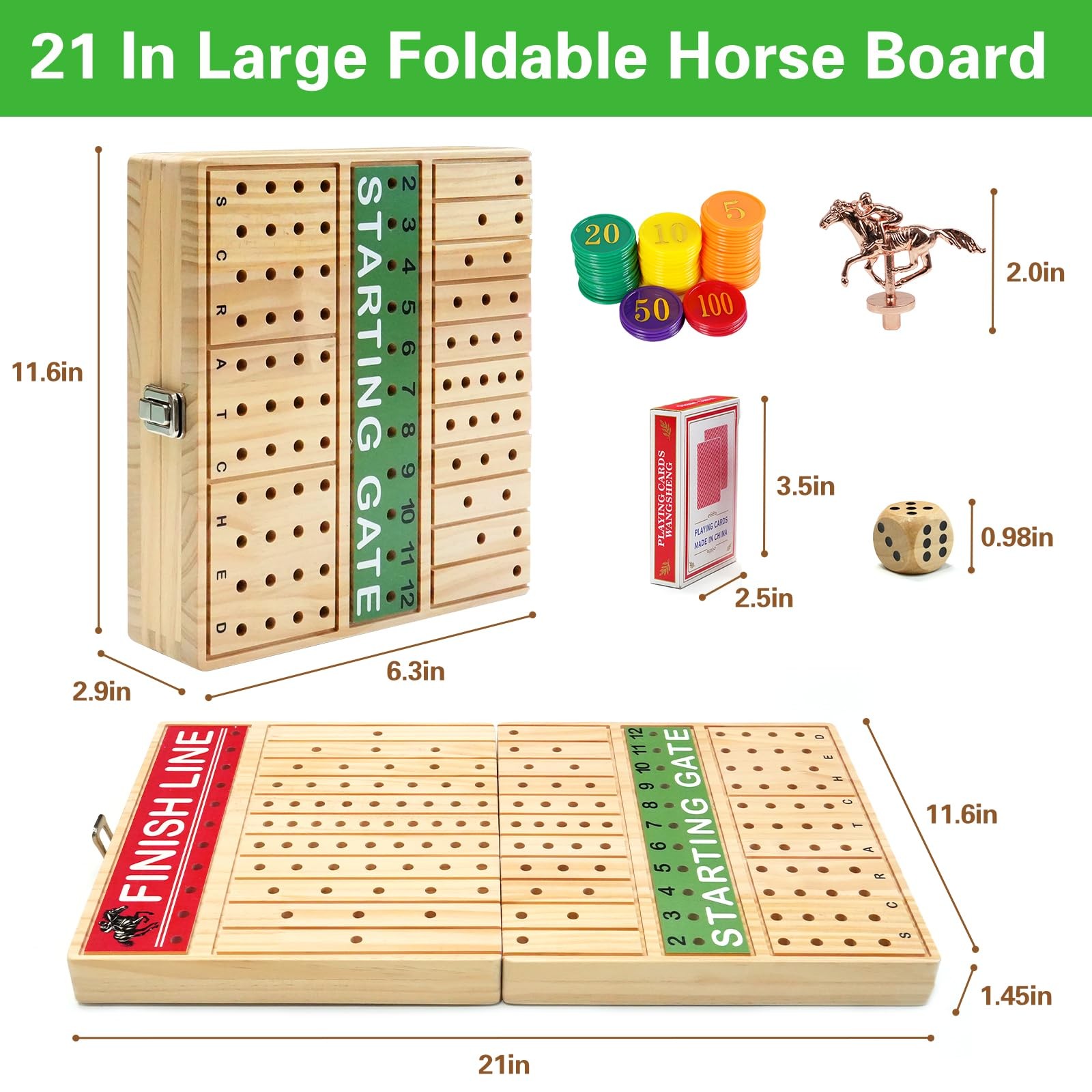 21 inches Horse Race Board Game Foldable Large Horse Racing Game for Adults w…