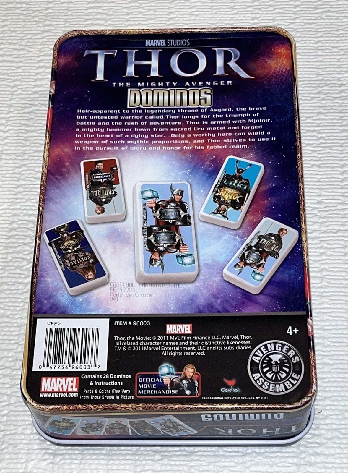 Marvel THOR Mighty Avenger DOMINOS (Dominoes) Game COMPLETE in Collectible Tin
