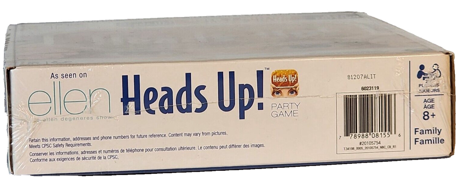 NEW/SEALED Heads Up! Party Game 3rd Ed Ellen Show Exclusive Bingeworthy Deck Inc