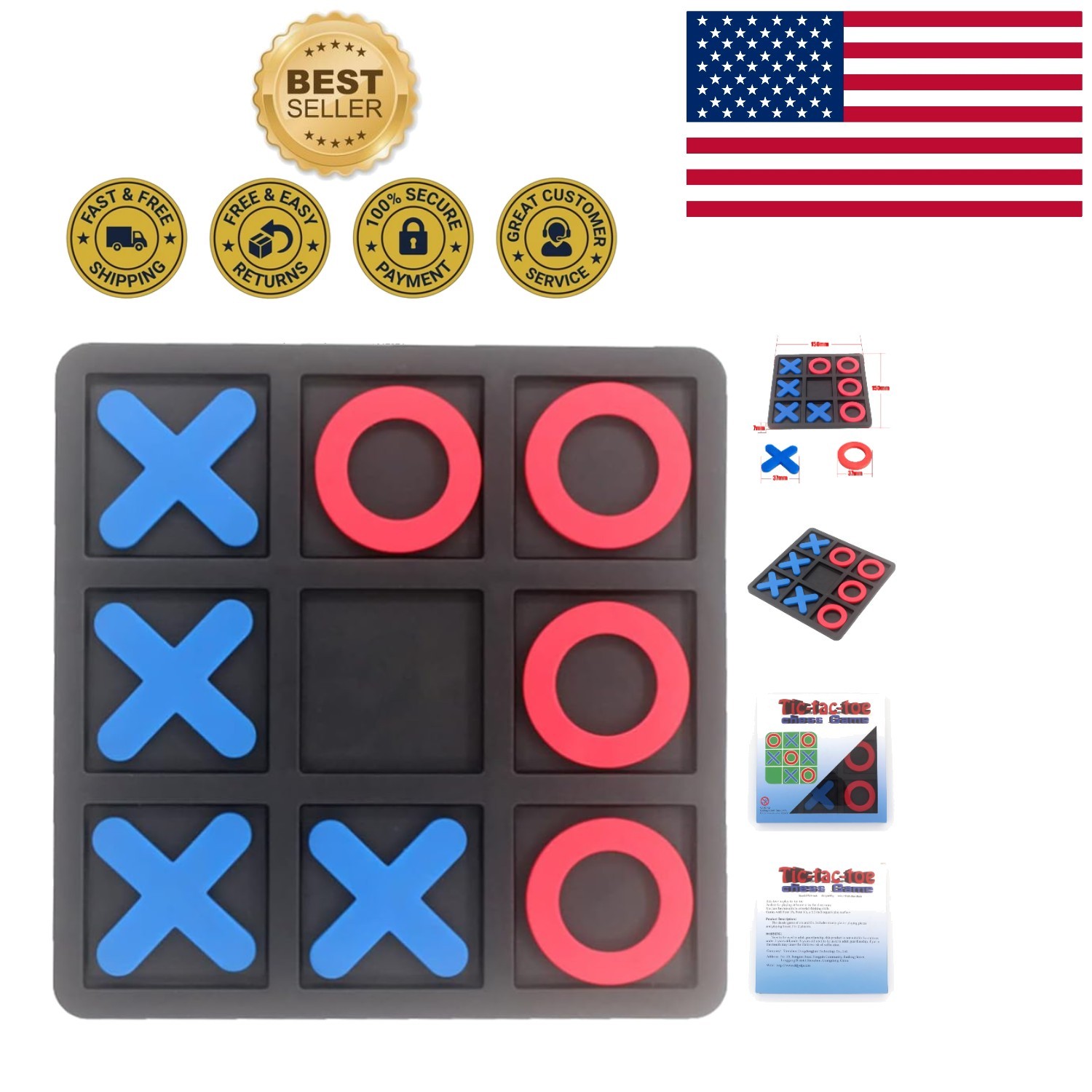 Interactive Resin Tic Tac Toe Game for Kids – Perfect Travel Toy at 15 cm