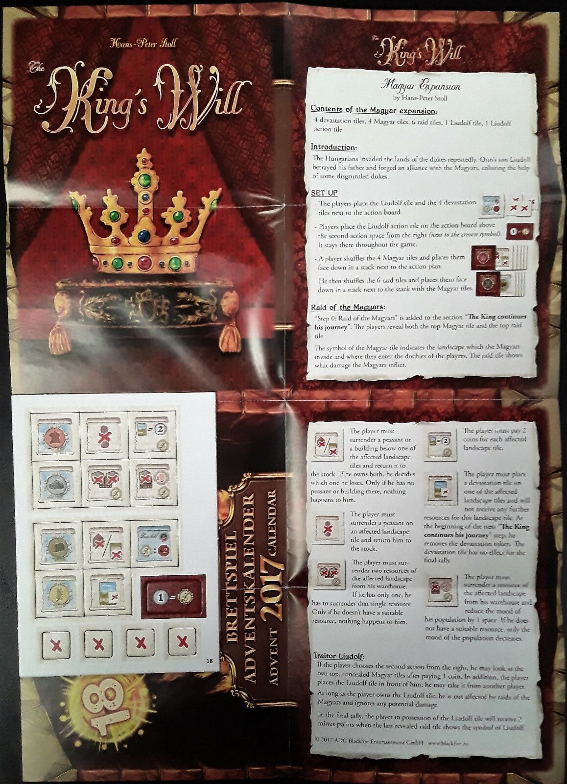 2017 ADVENT Calendar Promo 18 THE KING’S WILL MAGYAR Brettspiel Game
