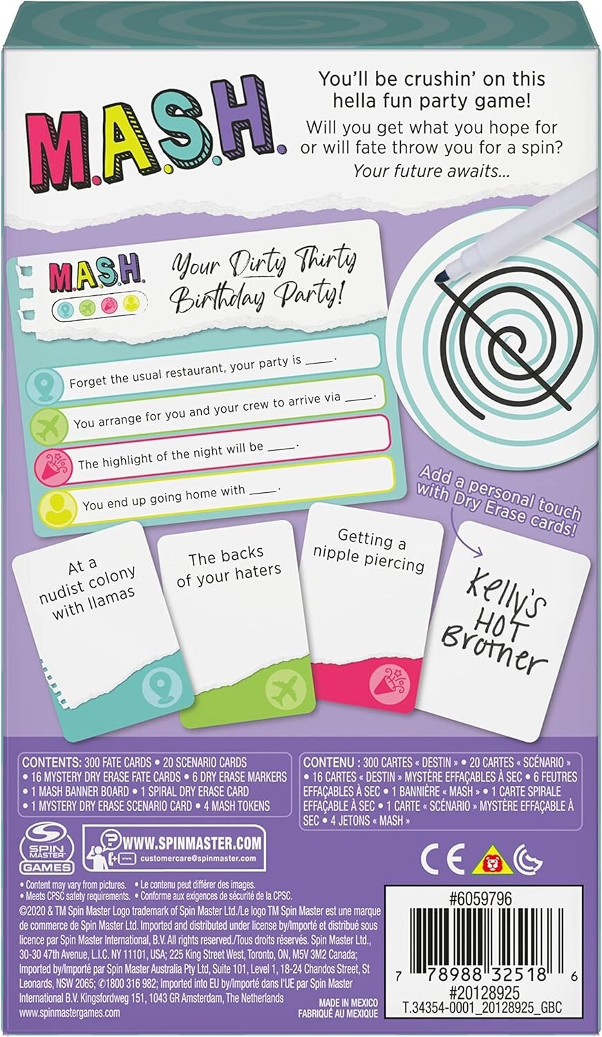Spin Master Games MASH, Fortune Telling Adult Party Game NEW SEALED