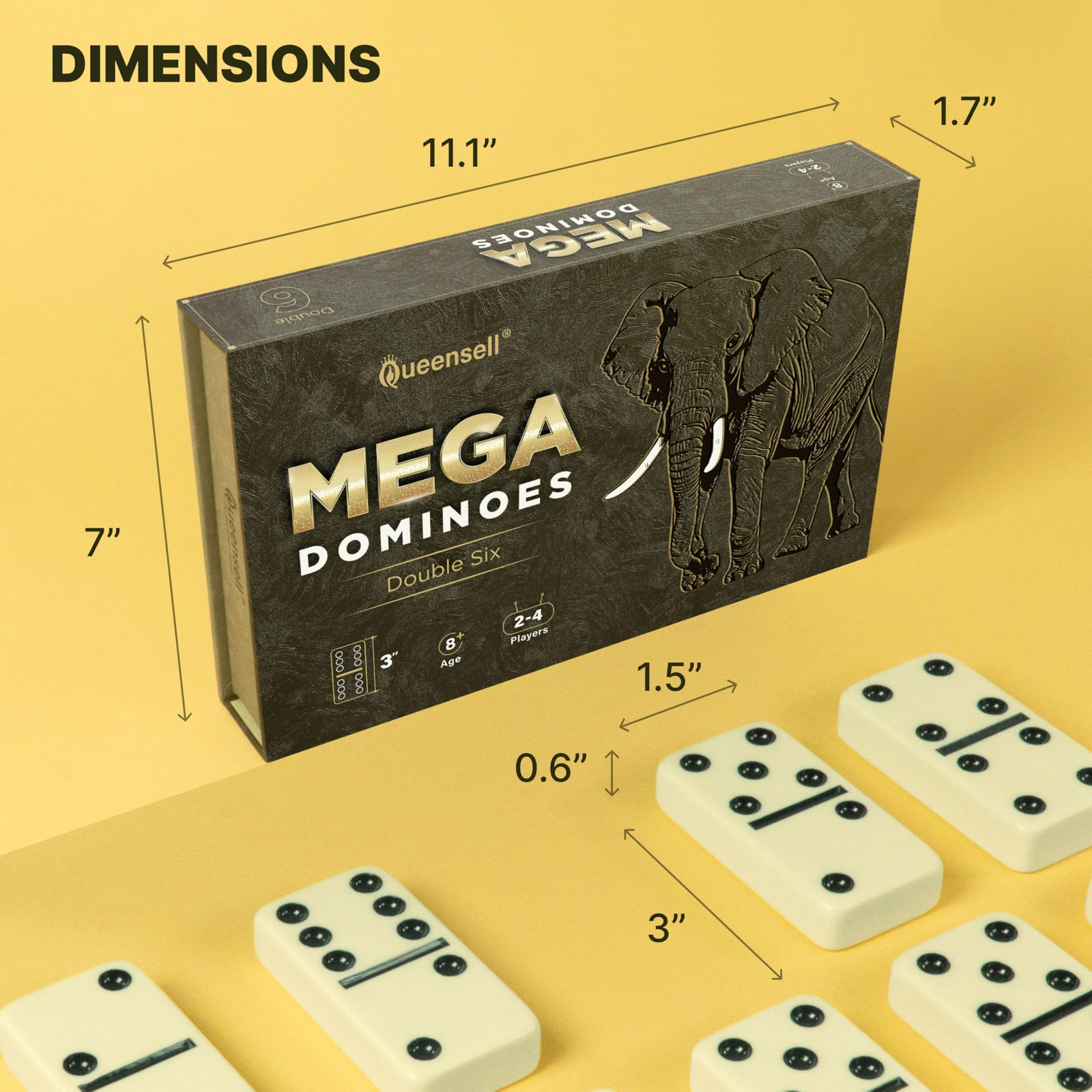 Mega Large 3″ Dominoes Set for Adults and Kids – Dominoes Double 6 Classic Bo…