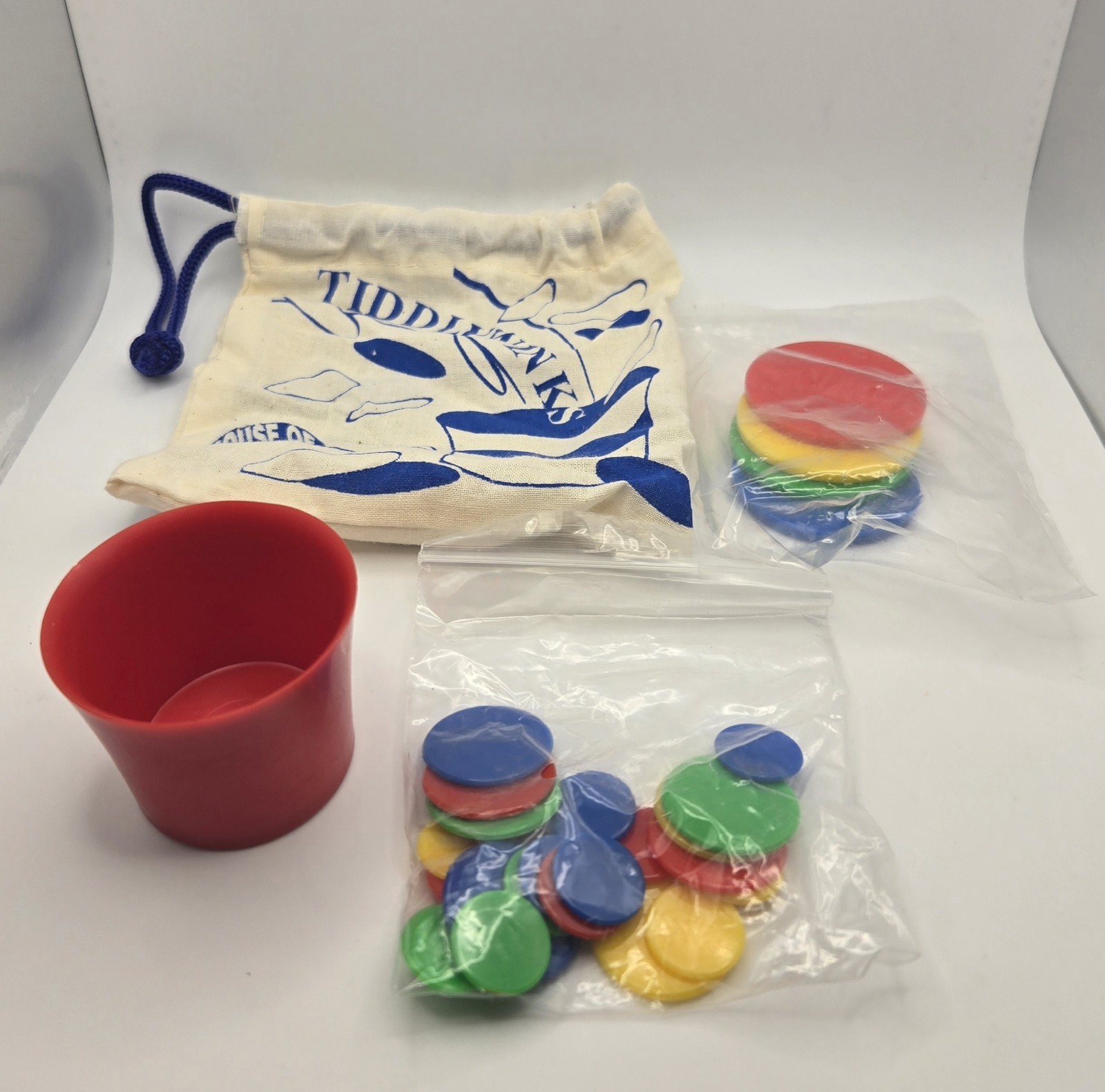 Tiddlywinks Game by House of Marbles Devon England w/Cup, Winks. Squidgers & Bag