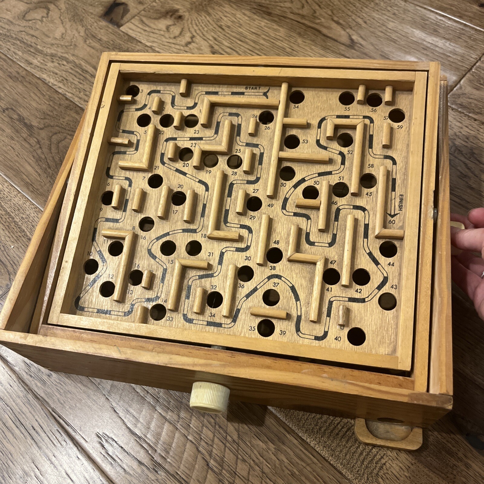 Vintage Labyrinth Wooden Tilting Maze Puzzle Game Marble Included! W/O Box