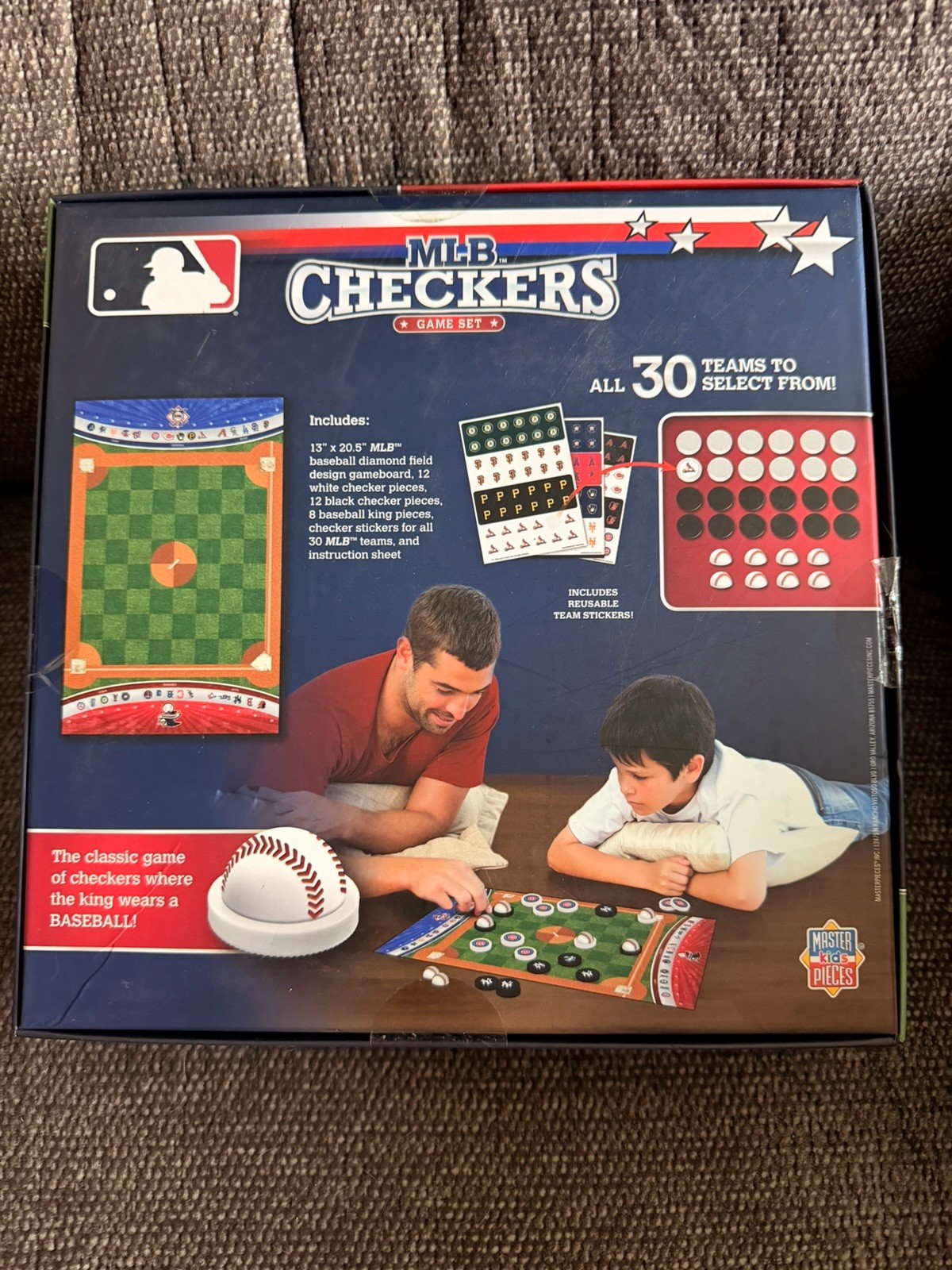 MasterPieces MLB Checkers Game Set w/ Reusable Team Stickers New In Box