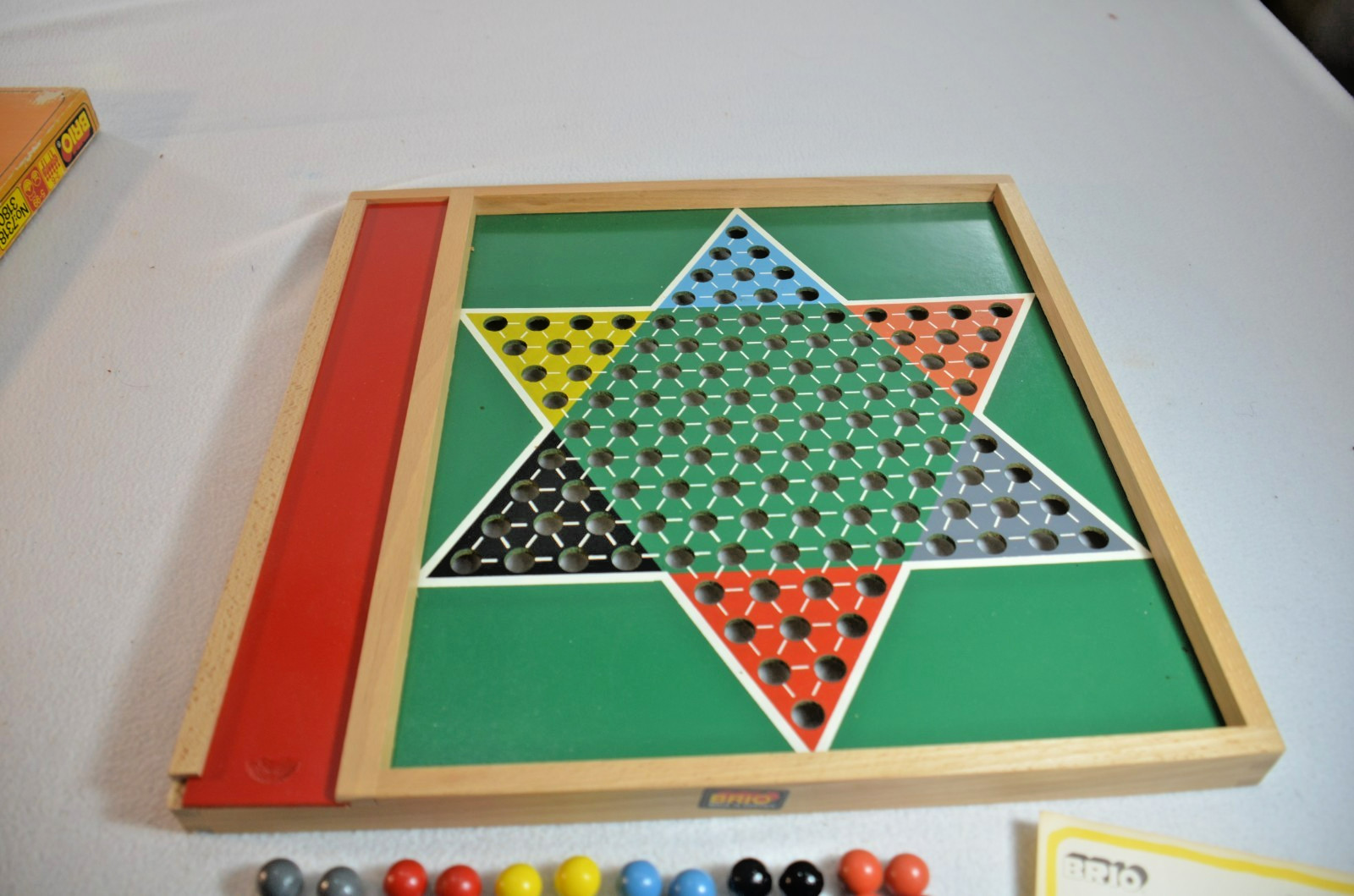 Brio Chinese Checkers Wooden Marbles Board Game Sheden 1970 Ages 5-Up Complete