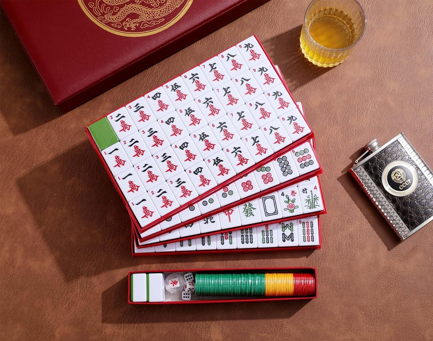 Mose Cafolo X-Large Chinese Mahjong Set with 146 Melamine Tiles & Travel Case