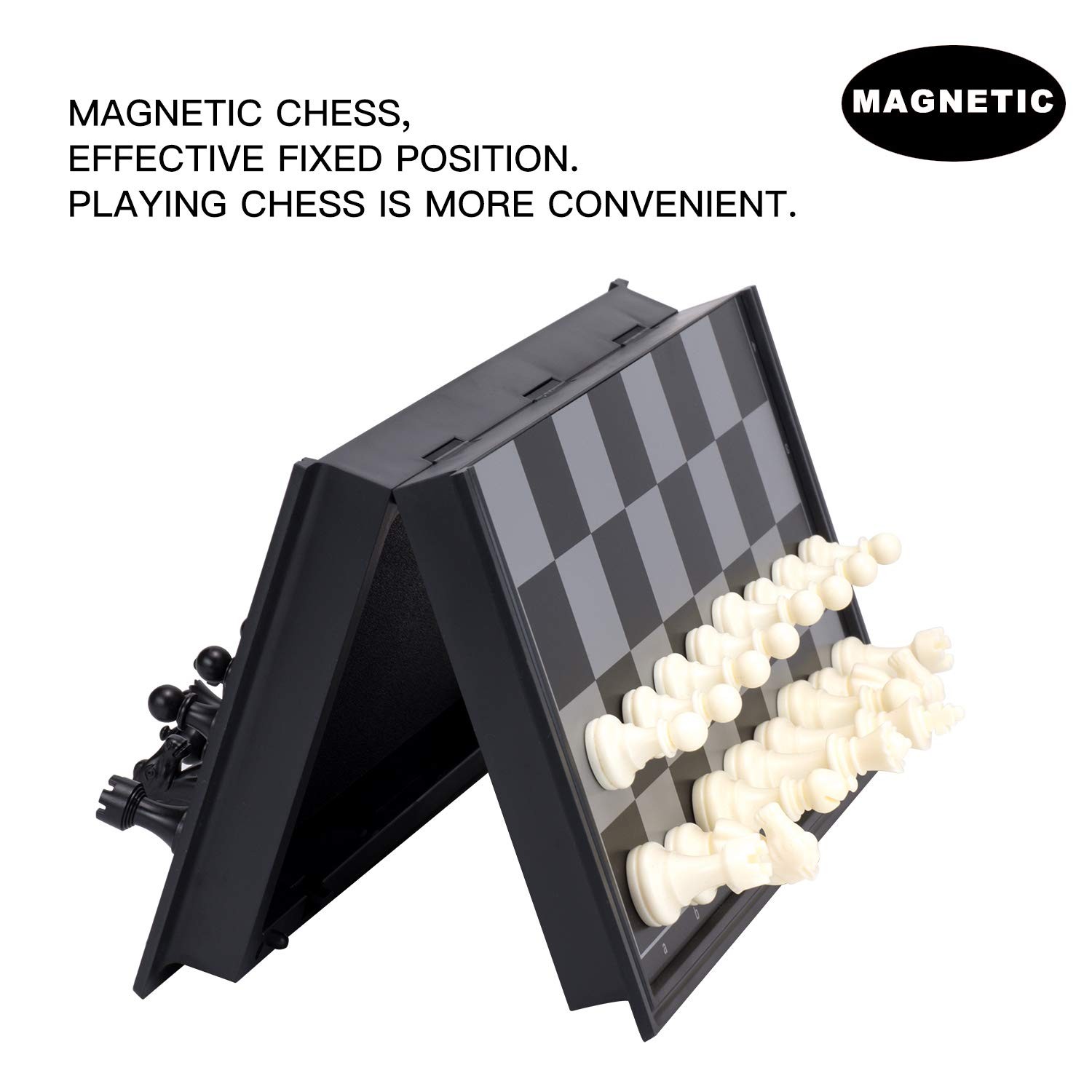 10 Inches Magnetic Travel Chess Set with Folding Chess Board – 2 Extra Queens…