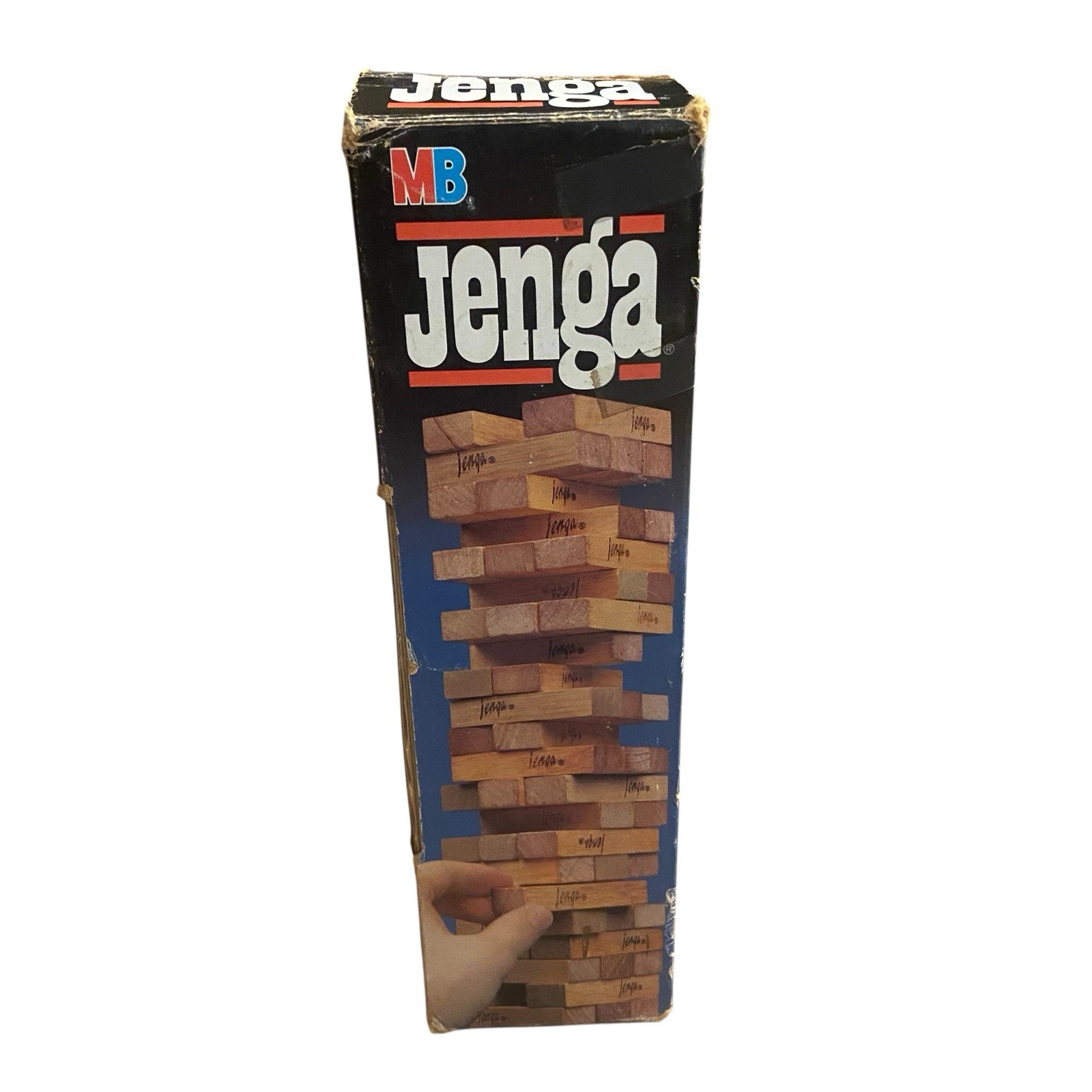 Vtg Original 1986 JENGA 4793 MB Childrens Game Wood Blocks Complete USA Stacking