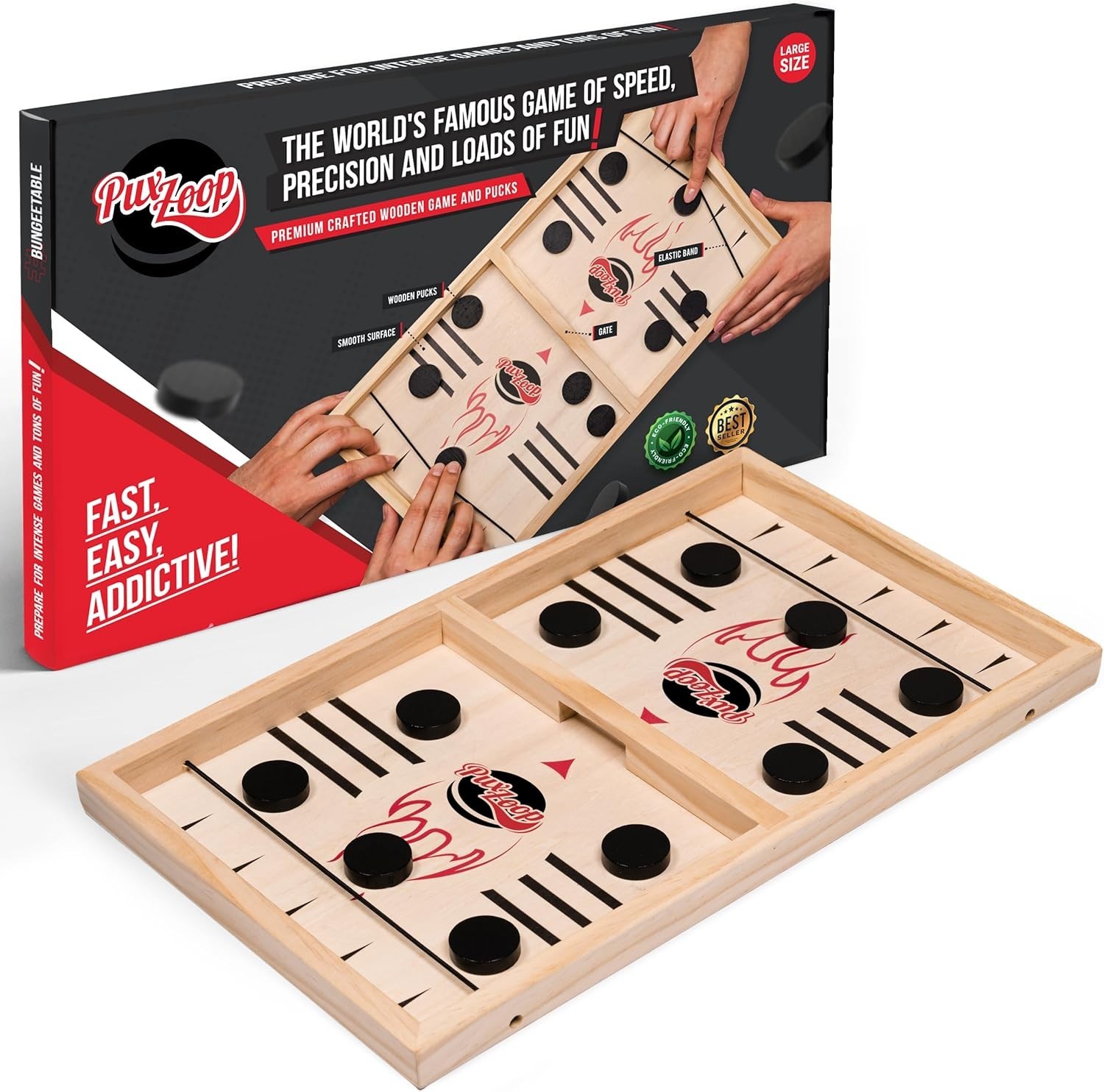 Fast Sling Puck Game – Your Speed and Accuracy with This Fast-Paced Wooden A…