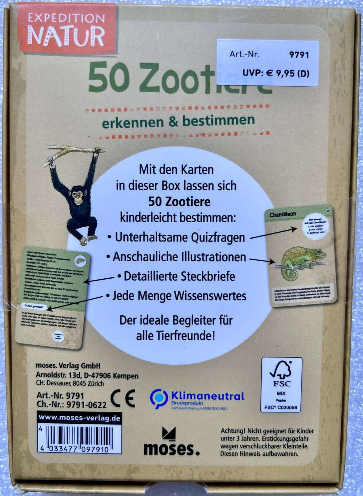 50 Zoo Animals Expedition Nature Moses Learning Game Quizzes Card Game FSC 9791