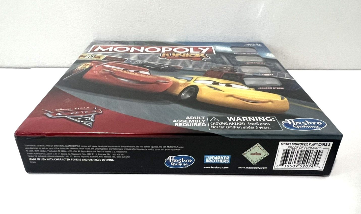 LOT OF 2 DISNEY PIXAR CARS 3 BOARD GAMES MONOPOLY JR &POP-O-MATIC TROUBLE HASBRO