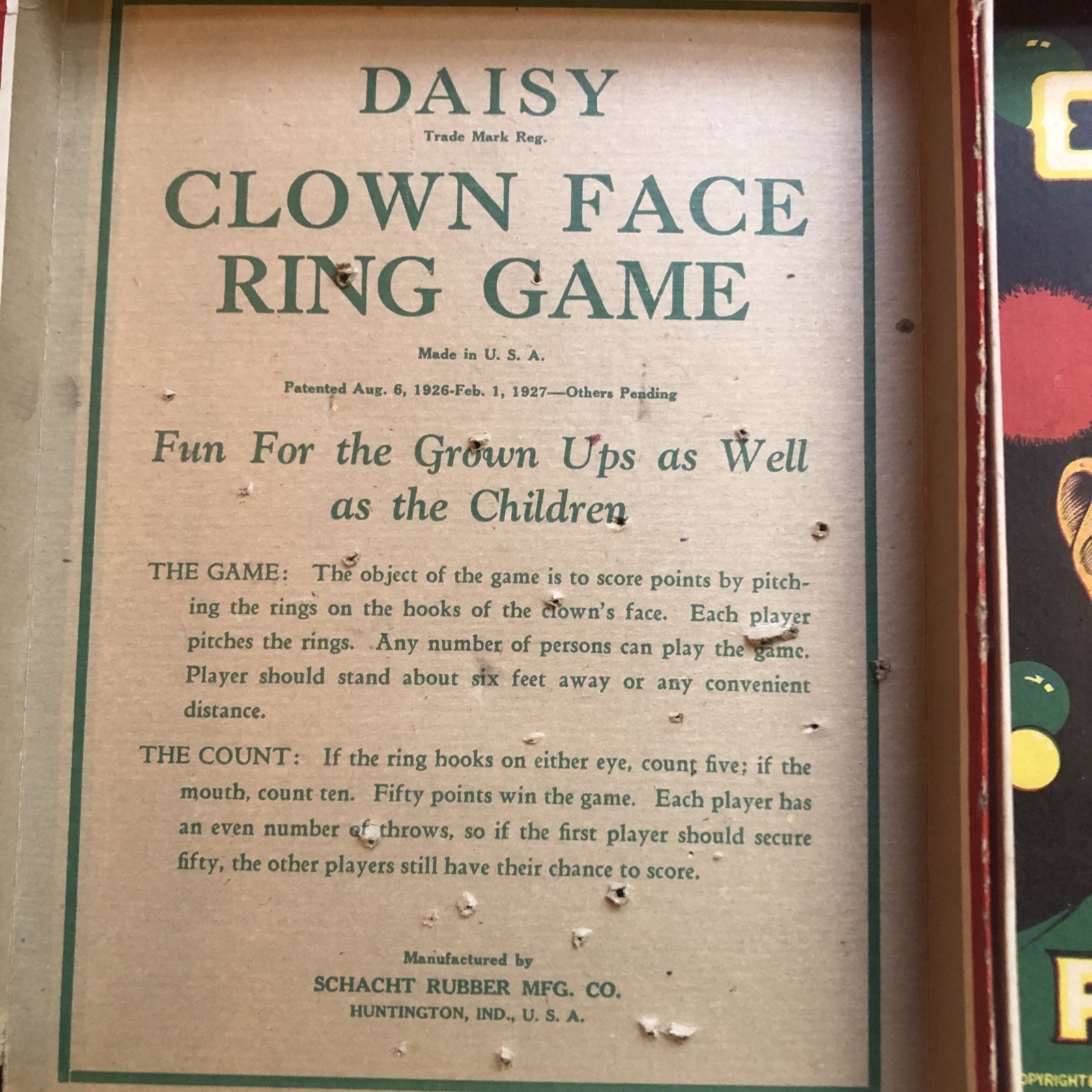 DAISY CLOWN RING GAME 1927 Ring Toss Game VERY RARE Schacht Rubber