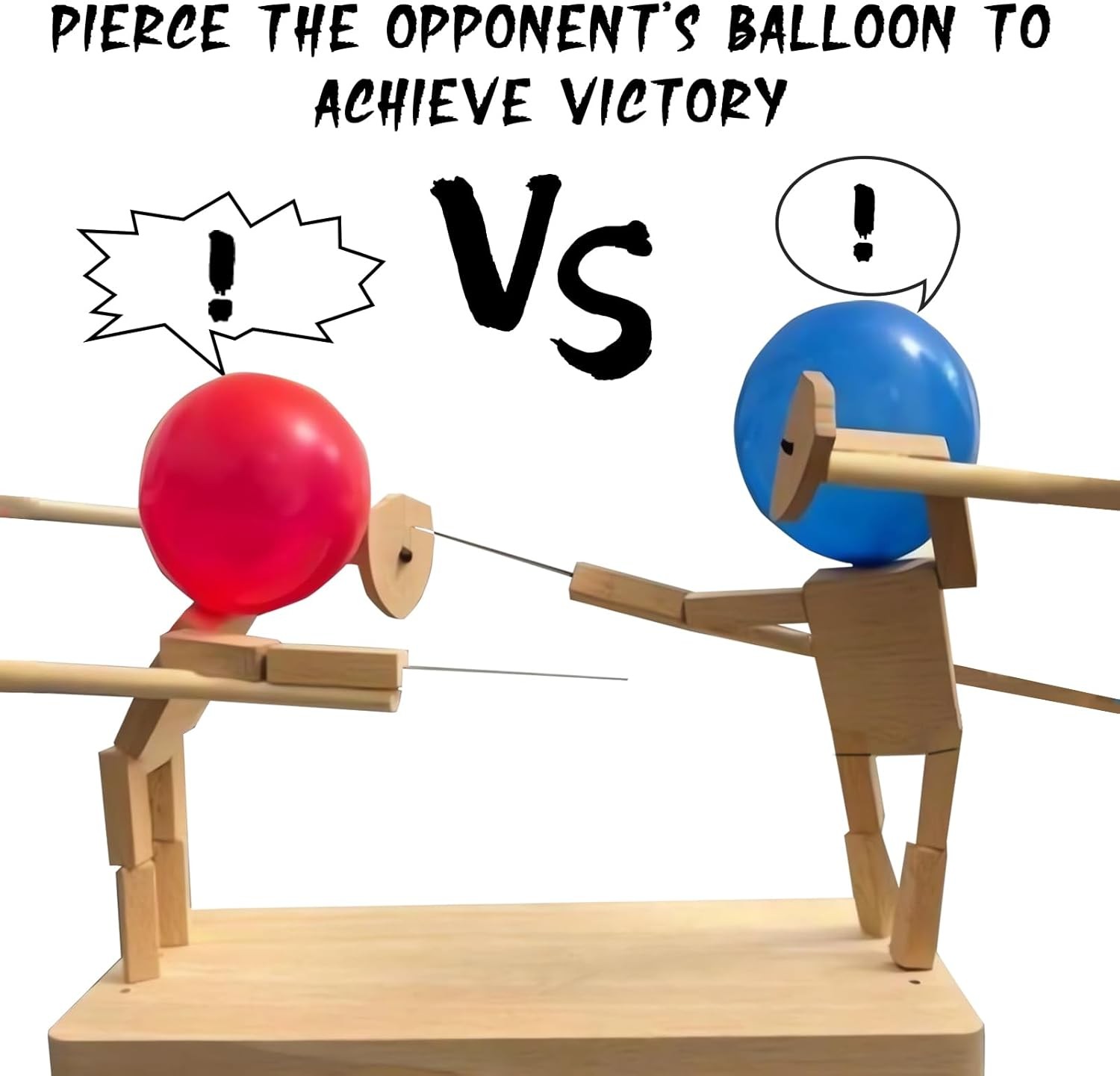 Balloon Bamboo Man Battle Game (Wooden Fighter with Inflatable Head, 2 Players,