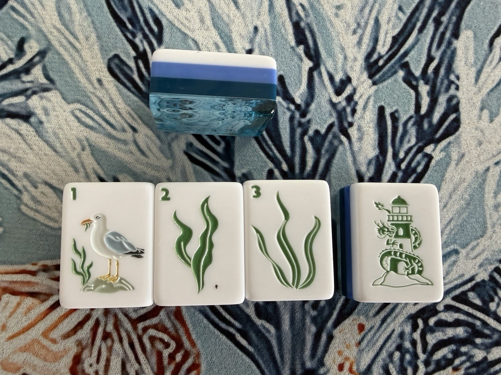 NEW Luxury Ocean Mermaid Mahjong Set 160 Acrylic Tiles Carry Bag Dice Premium