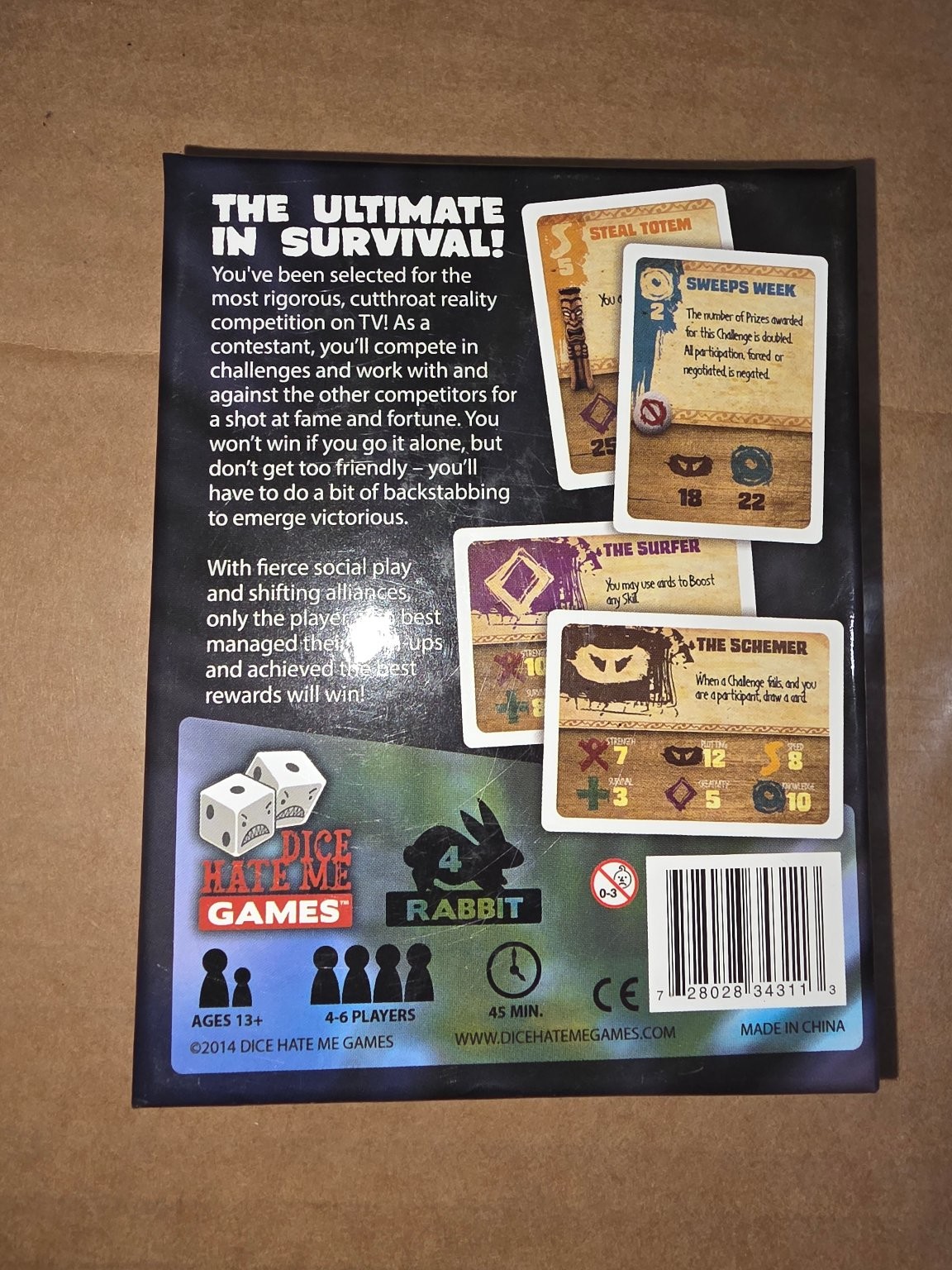 The Fittest Dice Hate Me Games Card Game 4-6 Players Ages 13+ Cardboard 2014