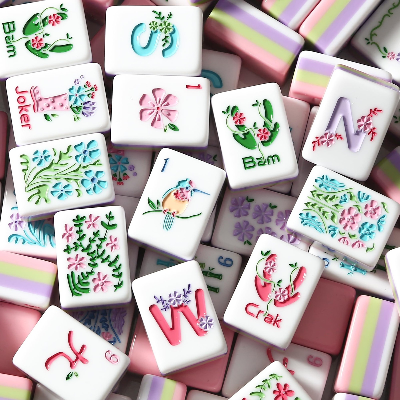 American Mahjong Tile Set, 160 Pink 4 Layer Mah Jong GameTiles with Tile Bag,…